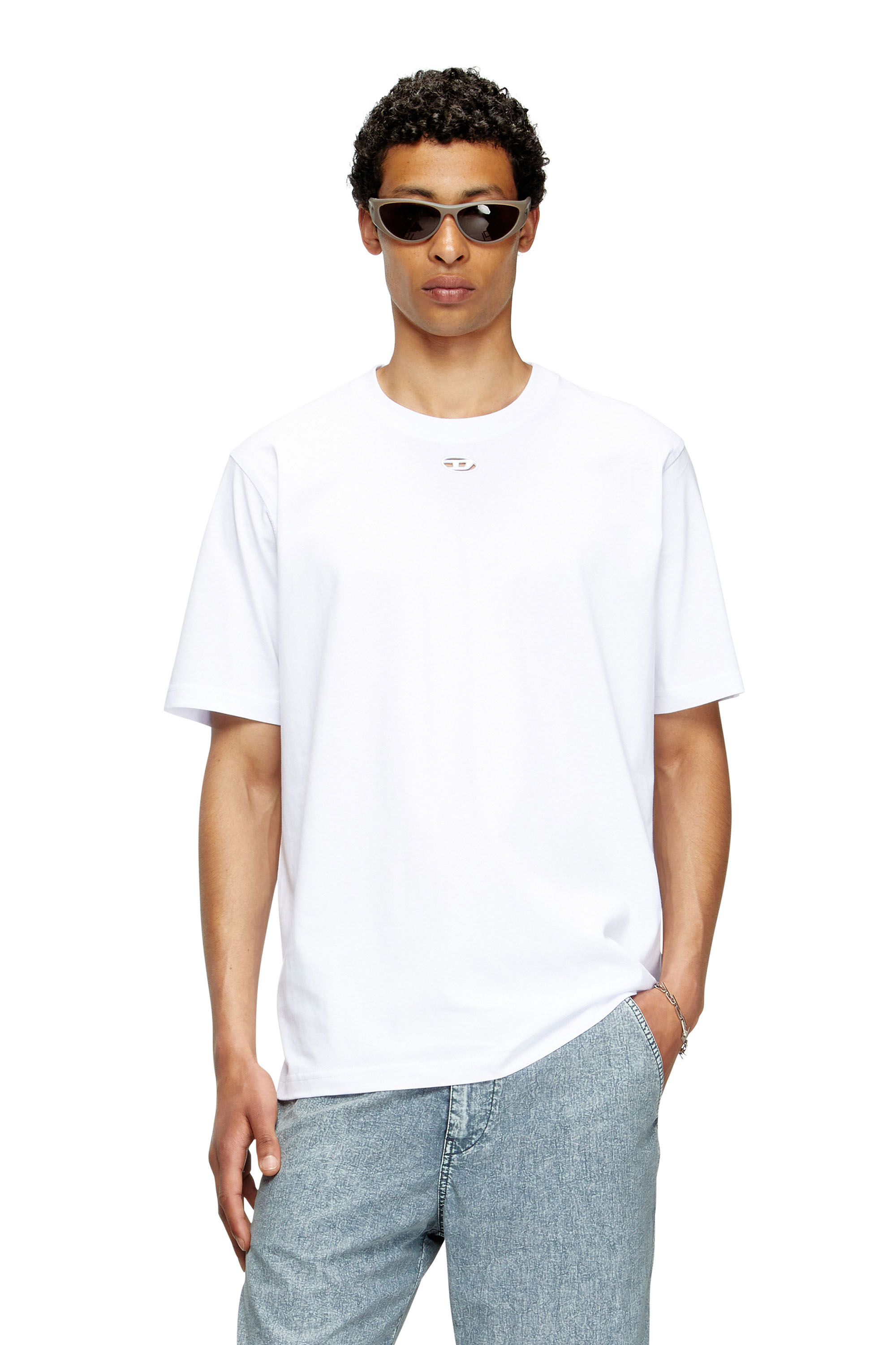 Men's T-shirt with cut-out Oval D | White | Diesel