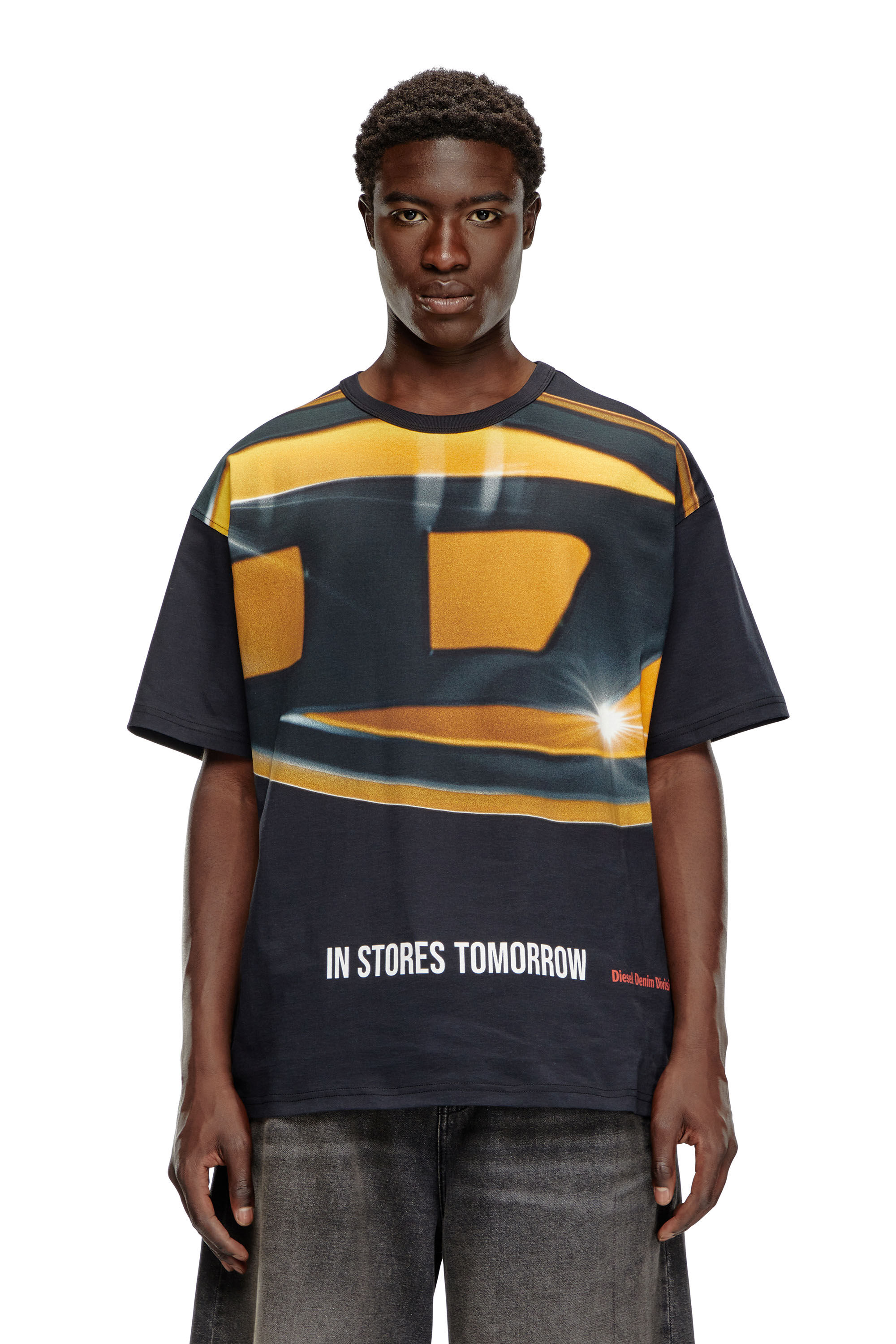 Diesel - T-BOXT-P1, Male's T-shirt with Oval D poster print in Black - 4