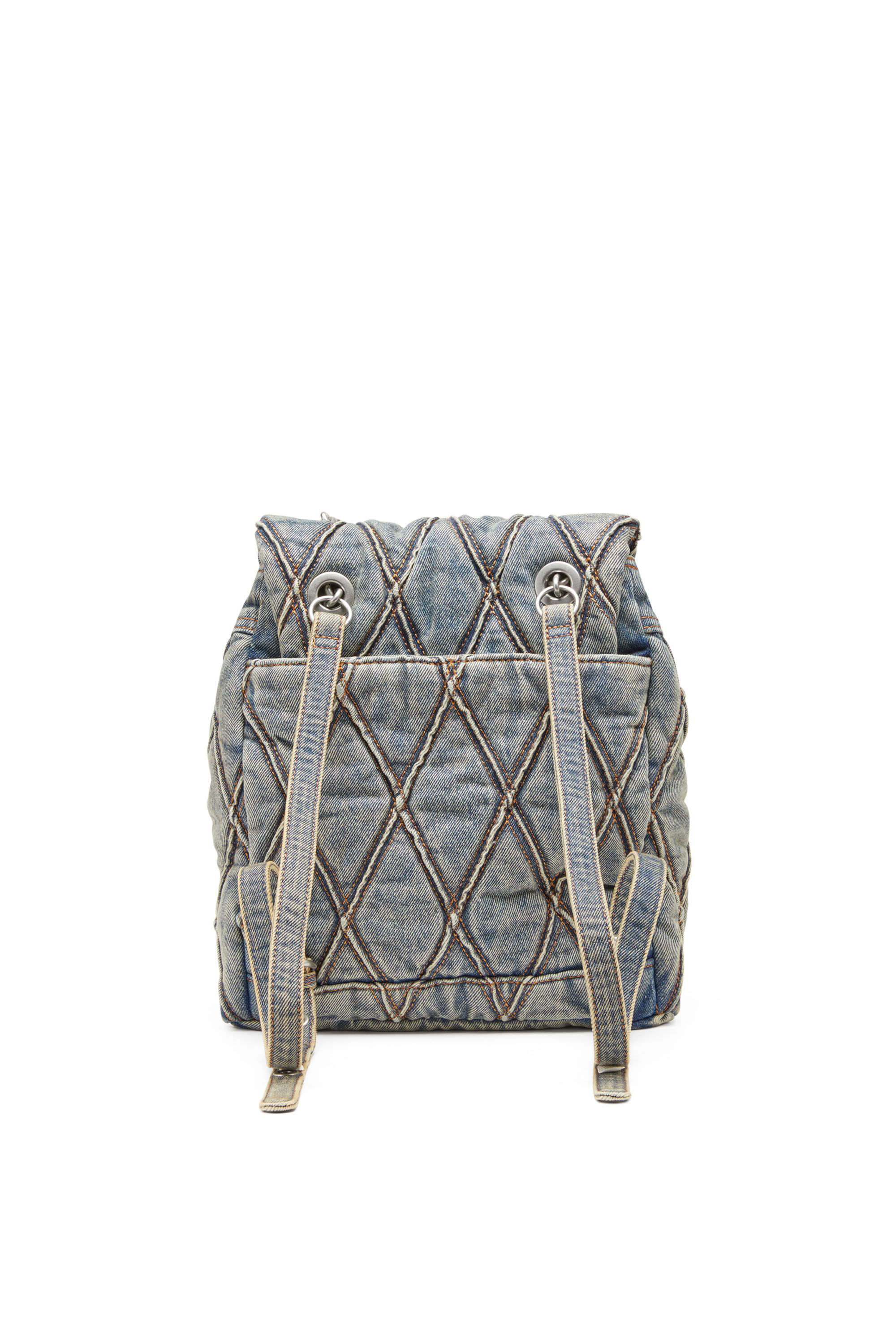 Diesel - CHARM-D BACKPACK S, Female's Charm-D S-Backpack in Argyle quilted denim in Blue - 3