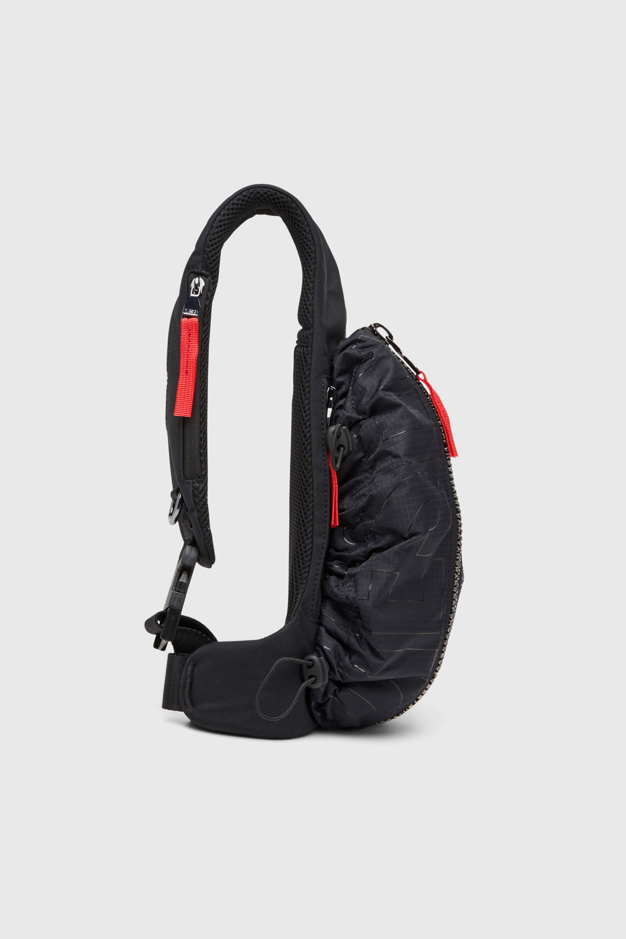 Men's Zip-D-Sling bag in check-jacquard shell | Black | Diesel US