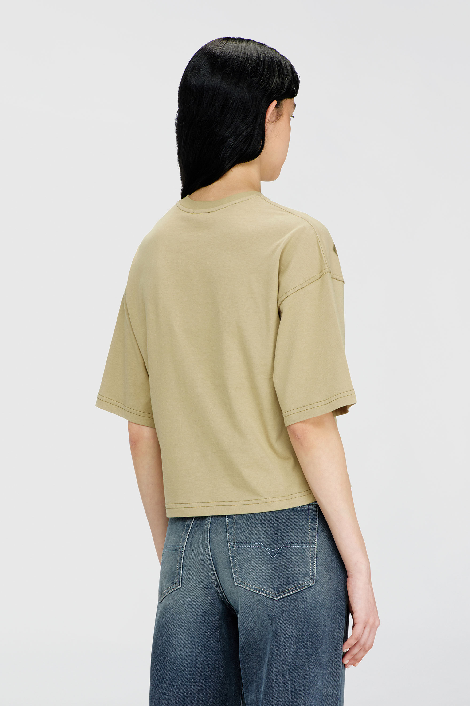 Women's Cropped T-shirt with digital print | Green | Diesel