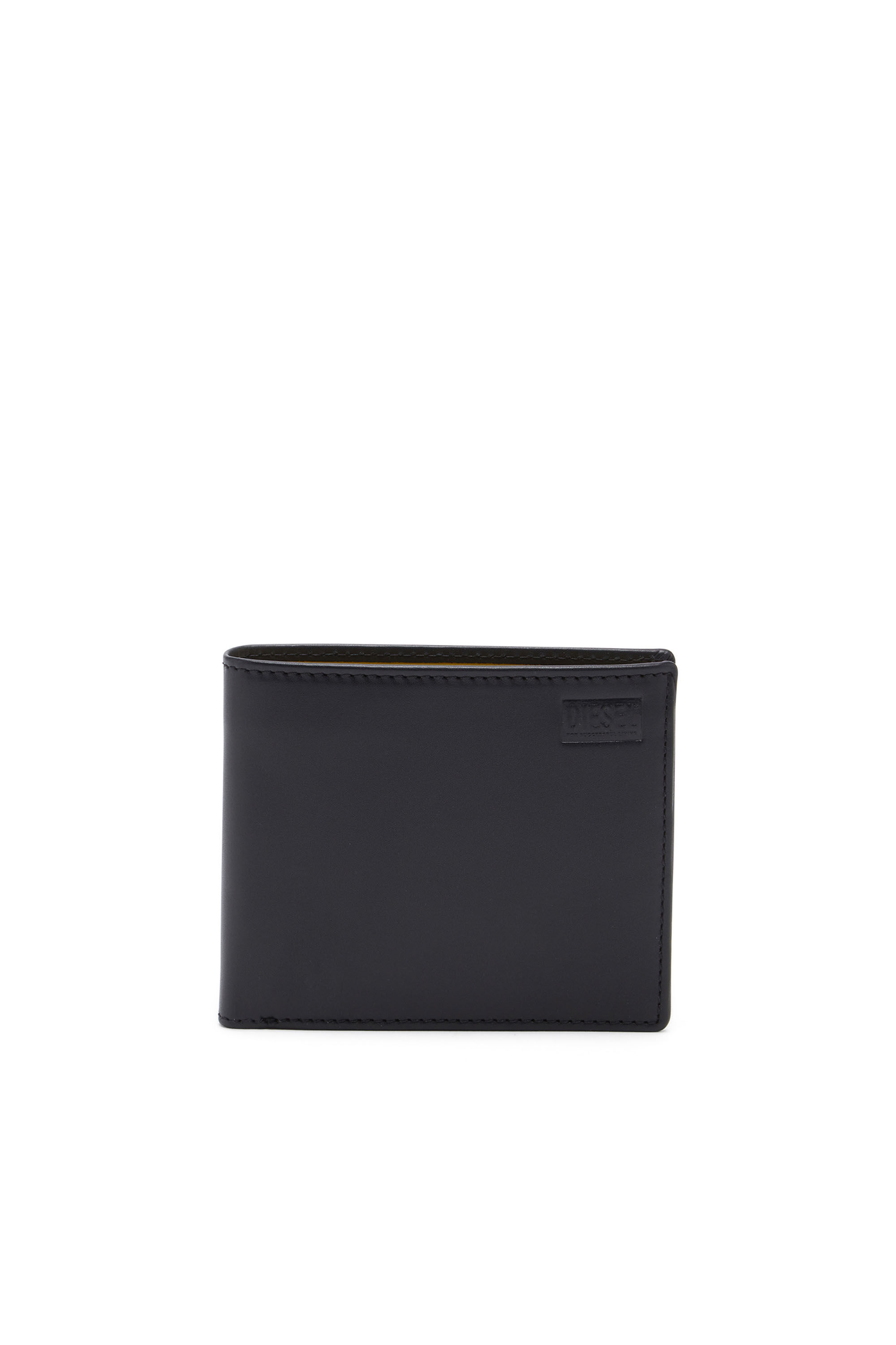 Diesel - BI-FOLD COIN S, Male's Bi-fold wallet in smooth leather in Black/Yellow - 1
