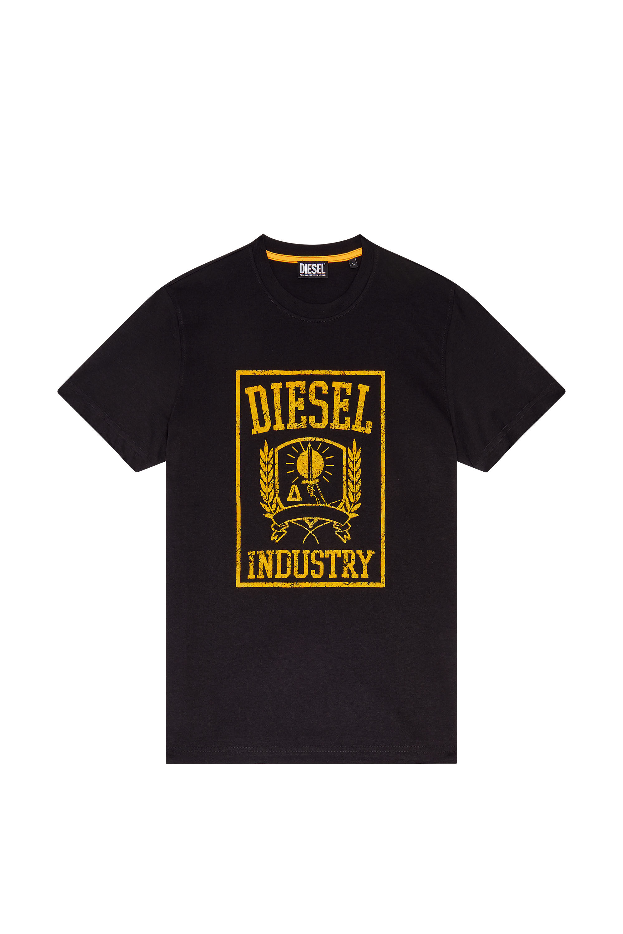 Diesel - T-DIEGOR-E10, Male's T-shirt with flocked logo print in Black - 2