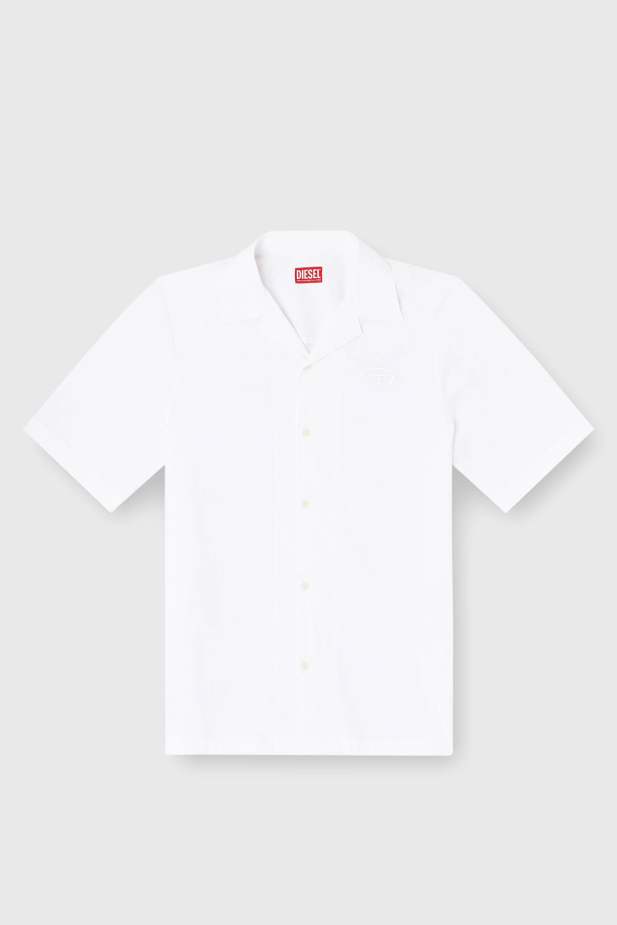 Diesel - S-MAC-GSBH, Camisa de popelina el&aacute;stica con bordado Oval D Hombre in Blanco - 2