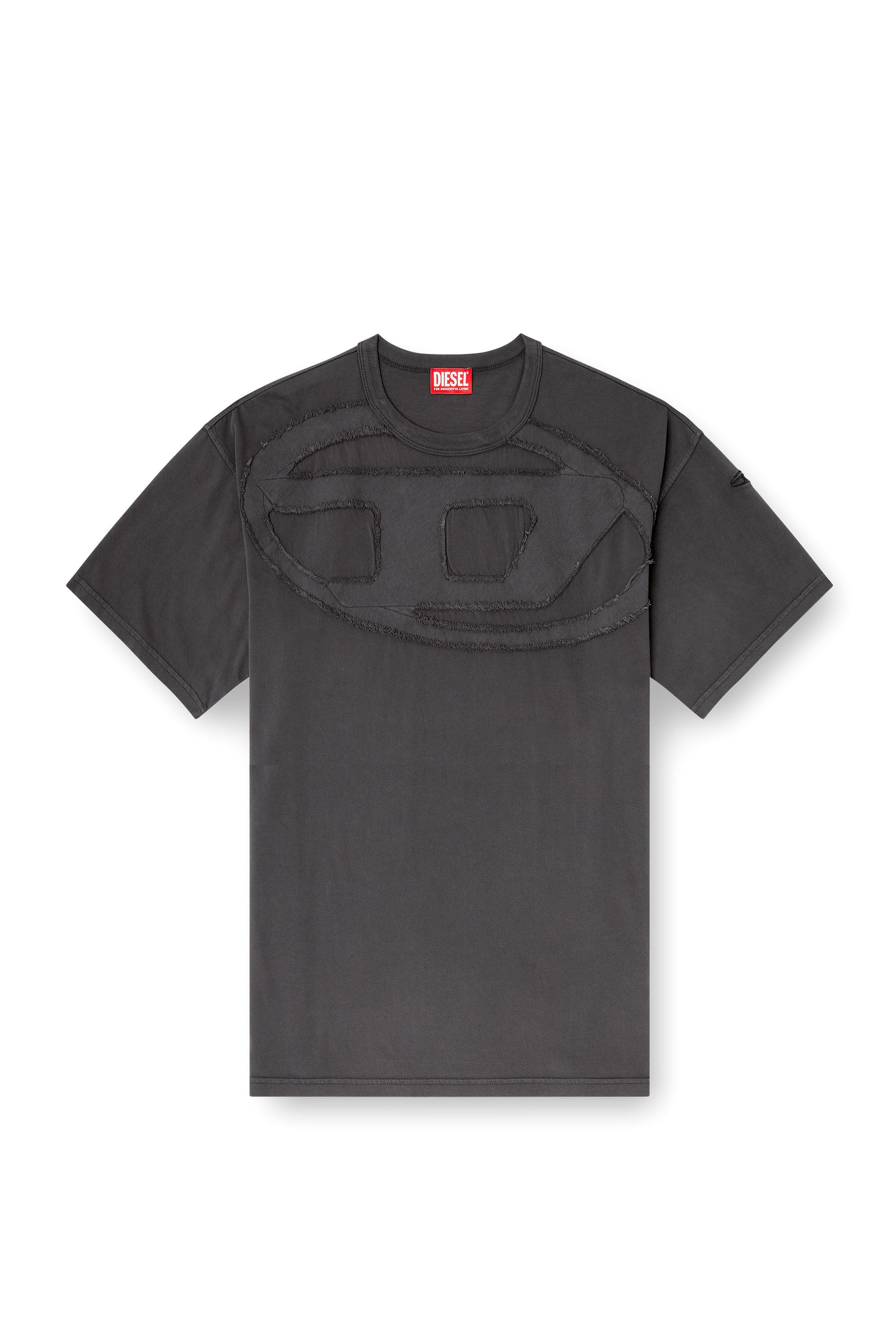 Diesel - T-BOXT-DEN, Camiseta de algod&oacute;n relajada con aplique Oval D Hombre in Gris - 2