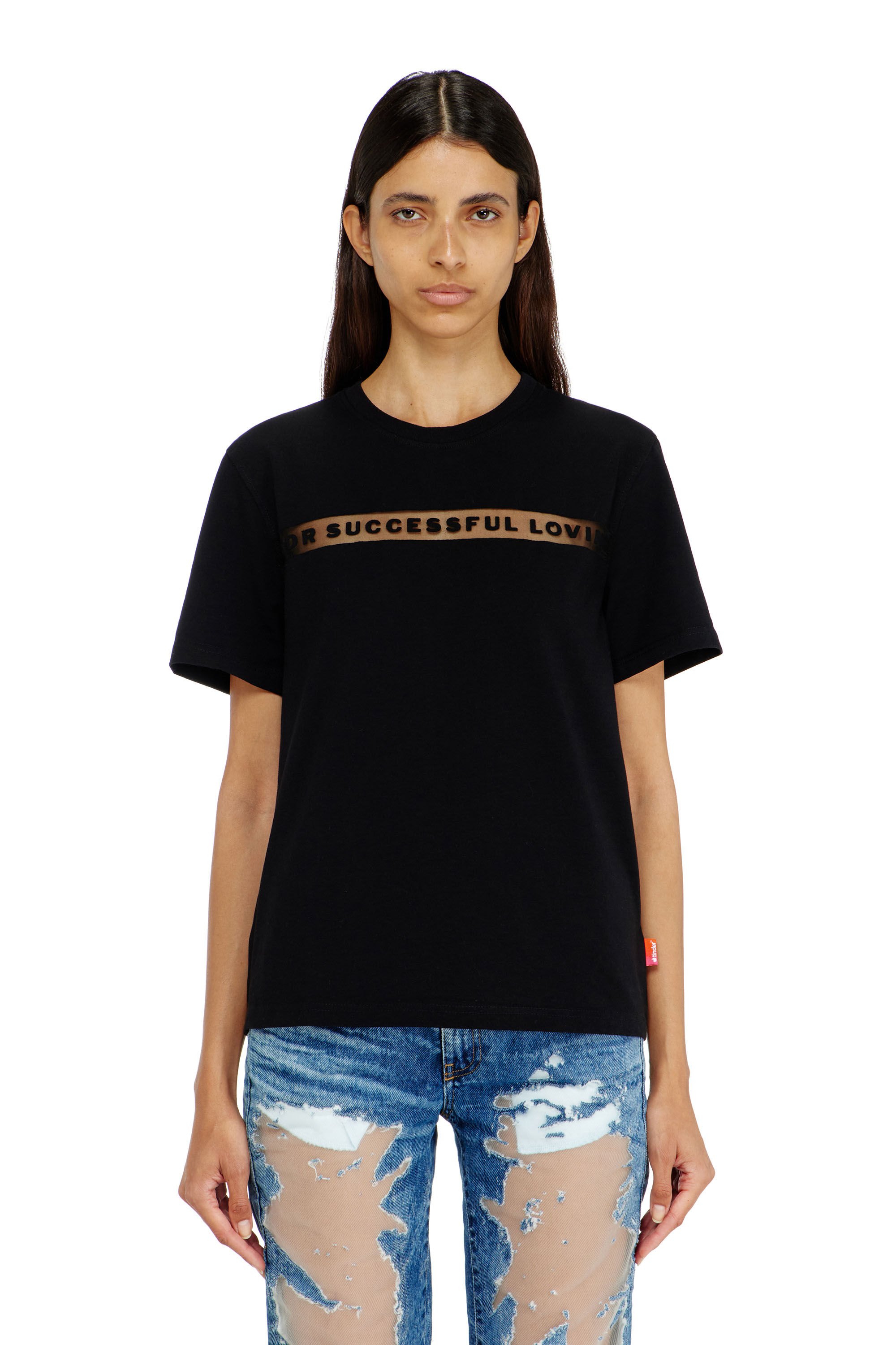 Women's T-shirt with For Successful Loving logo | Black | Diesel