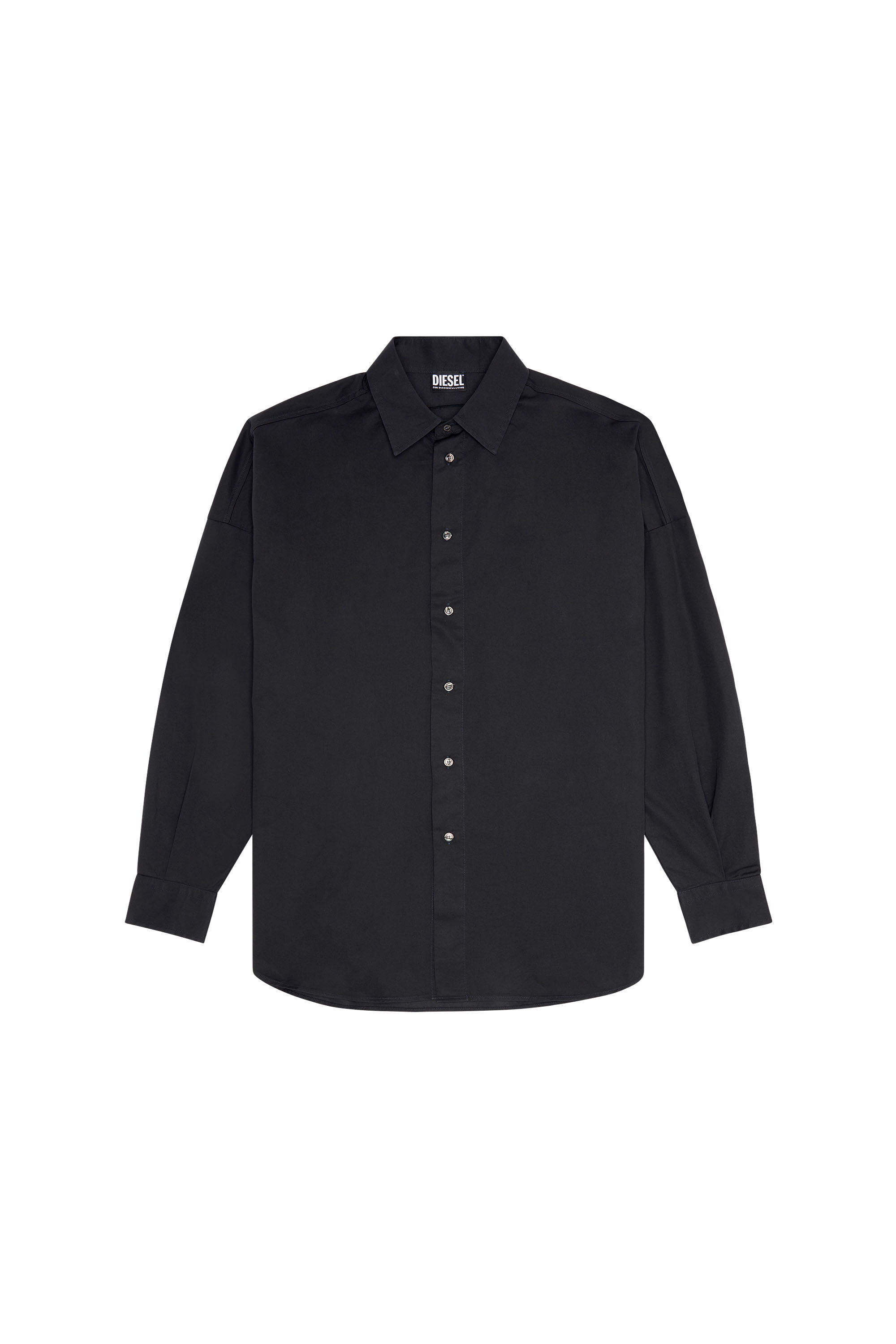 Diesel - S-LIMO-LOGO, Male's Shirt with maxi logo embroidery in Black - 2