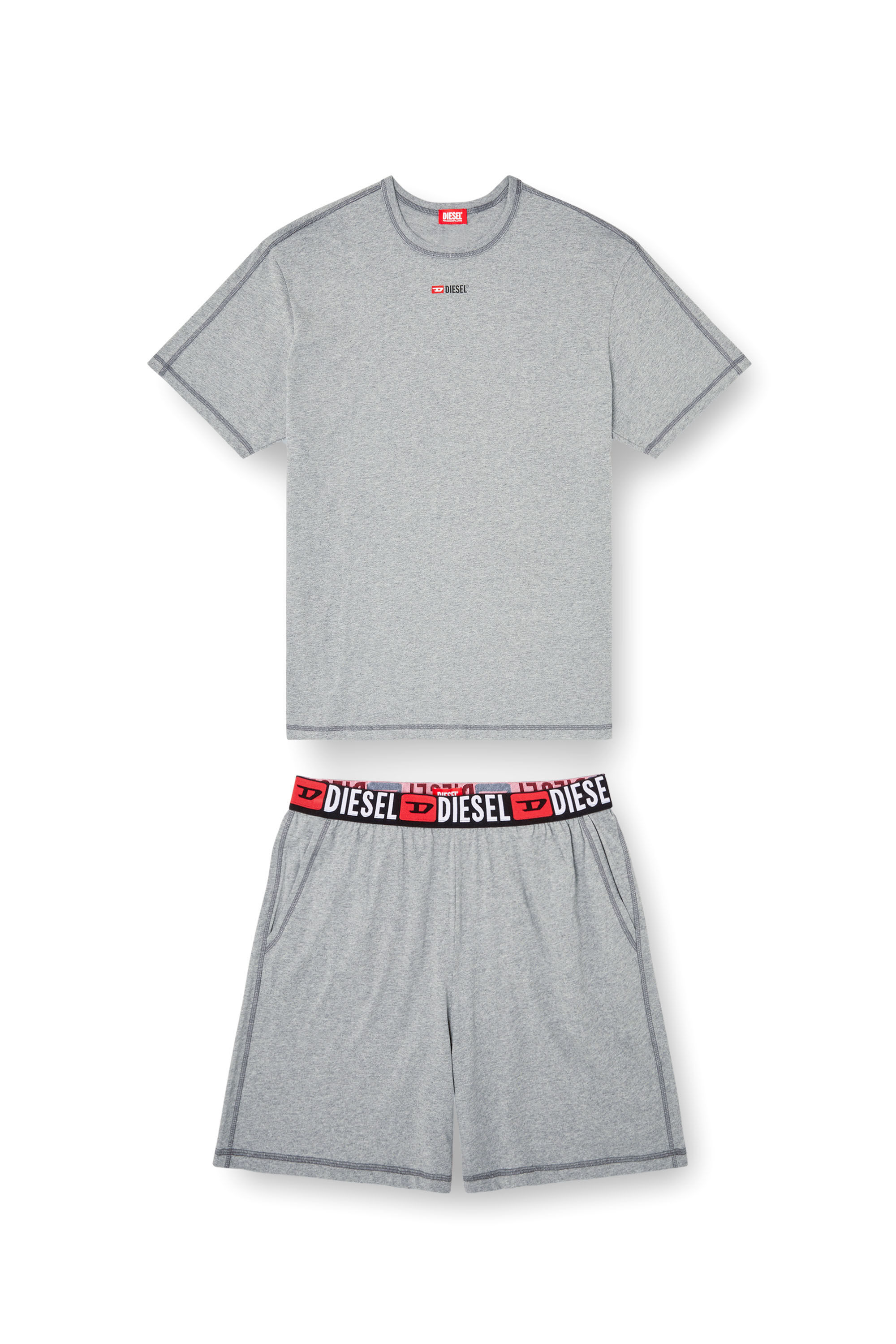 Diesel - SET-ADAM-D-CORE, Male's Short Pajamas set in cotton jersey in Grey - 4