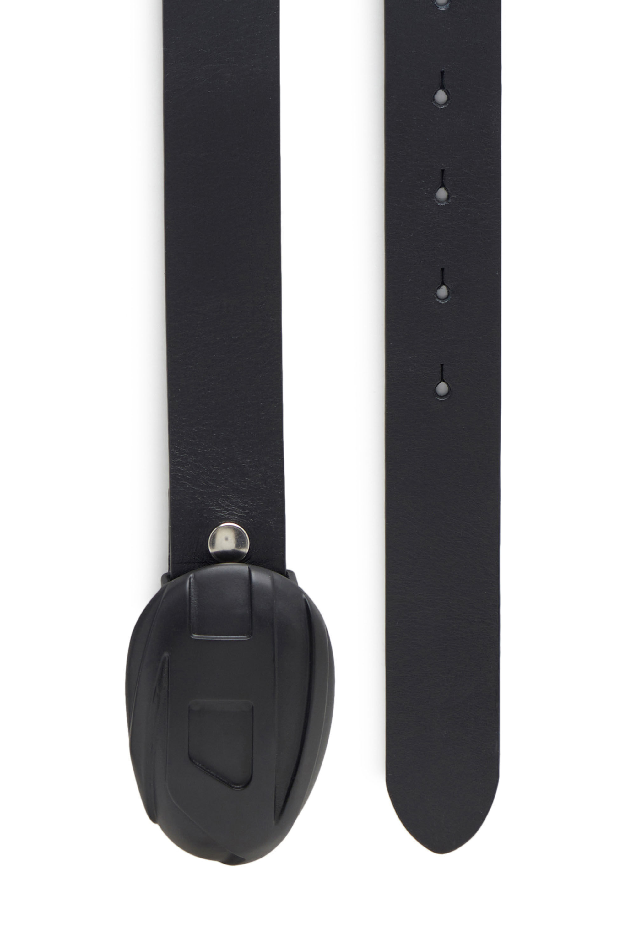 Diesel - B-1DR-POD, Male's Leather belt with oval D buckle in Black - 2