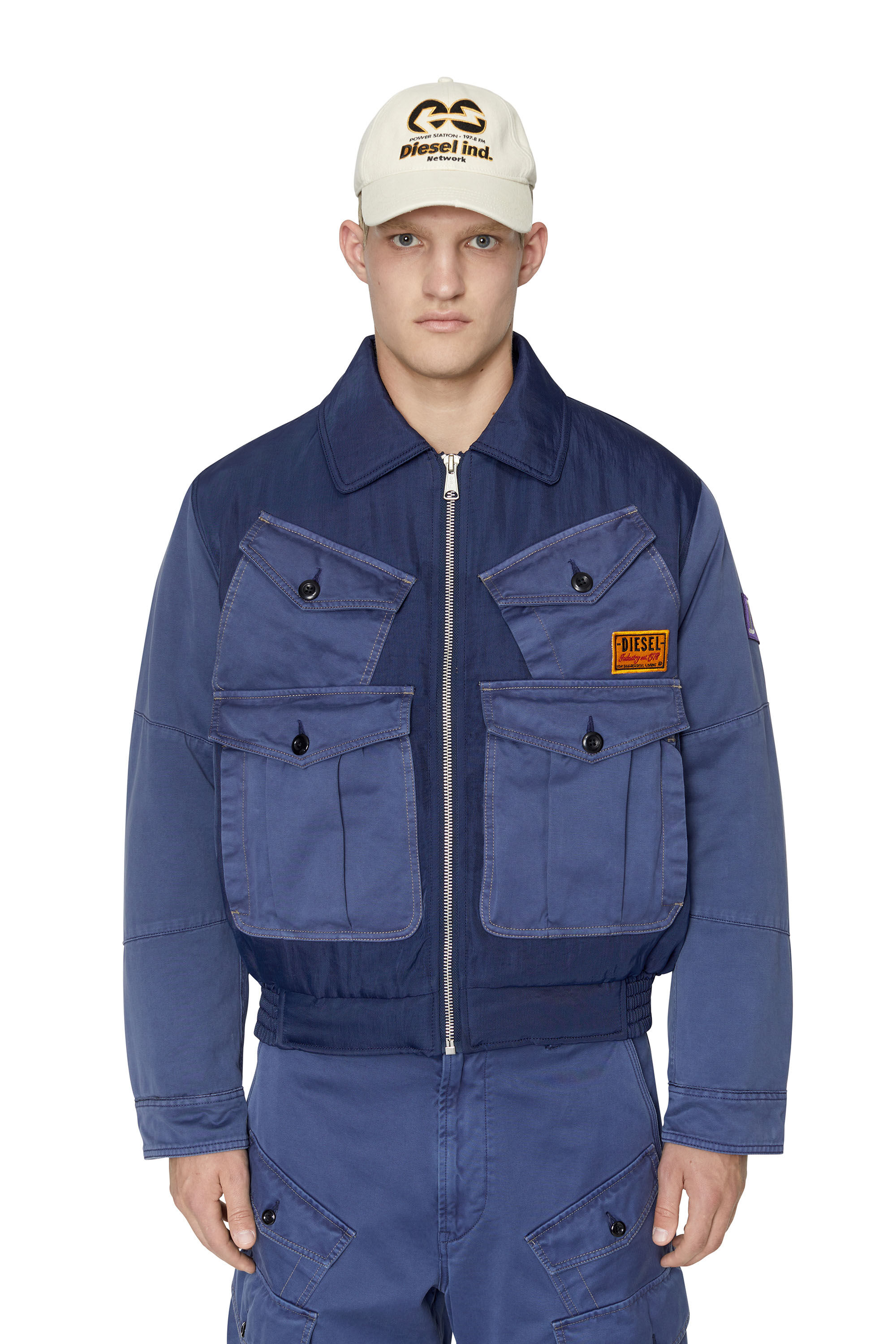Diesel - W-MANFRED, Veste matelassée avec poches utilitaires Homme in Bleu - 3