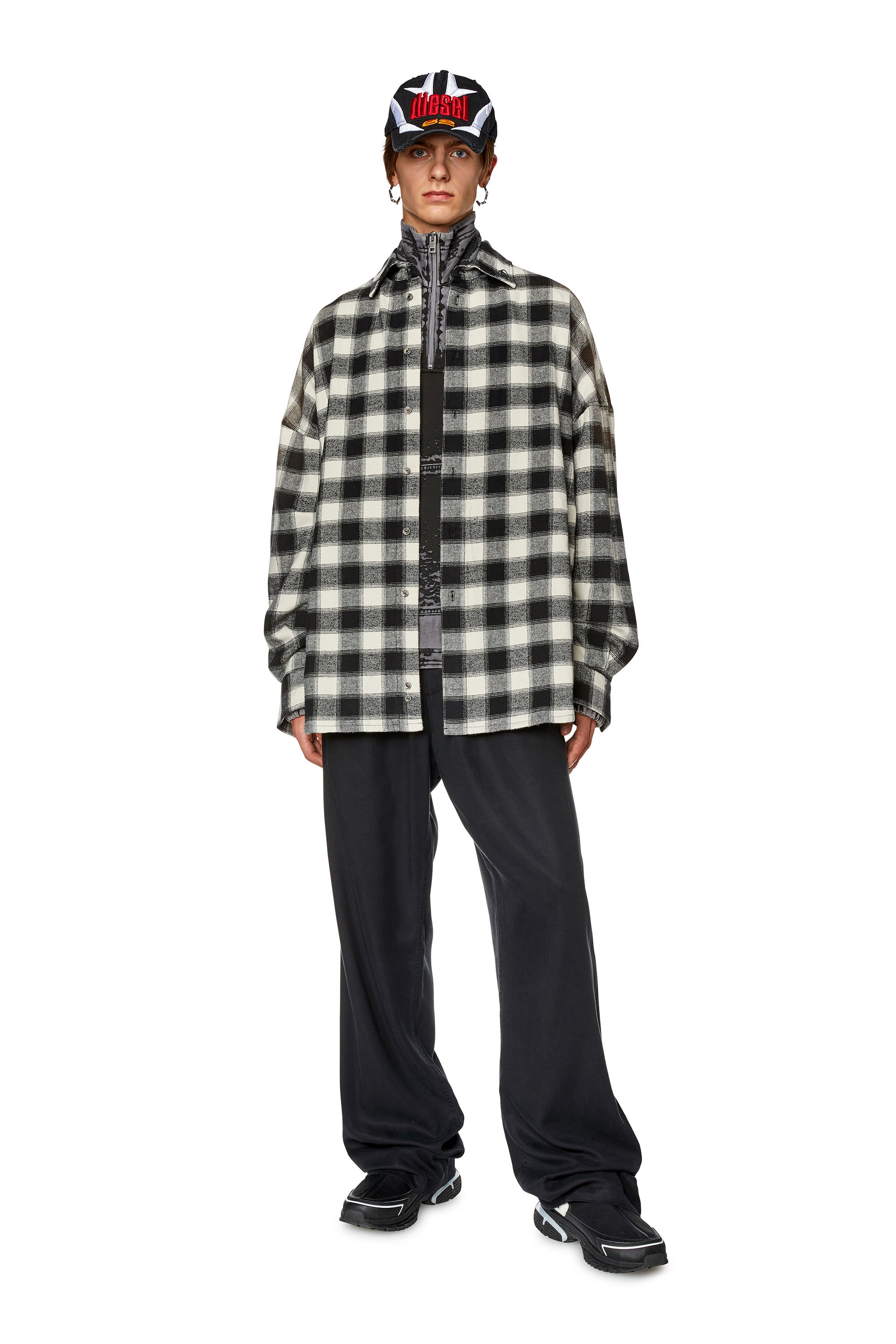Diesel - S-LIMO-PKT, Chemise à carreaux avec col brodé Homme in Polychrome - 1