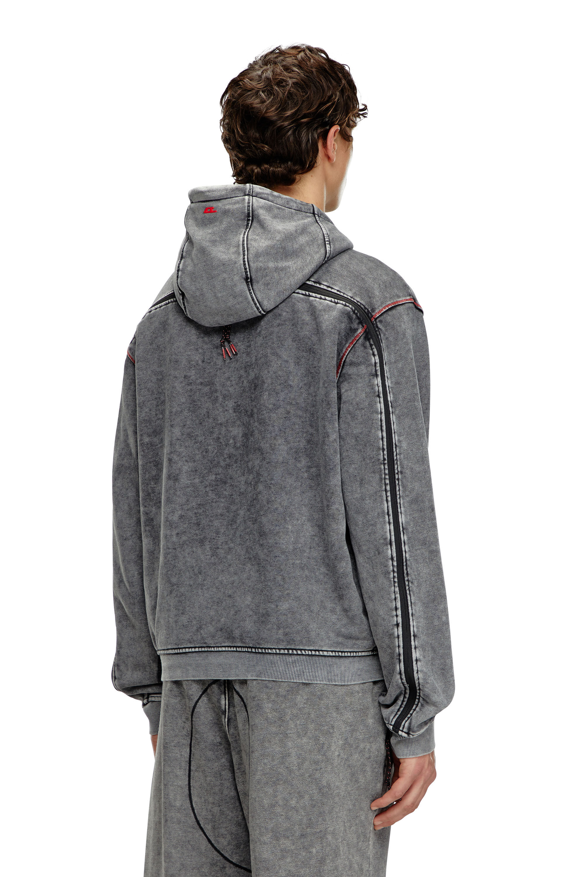 Men's Faded hoodie with zip back | Grey | Diesel