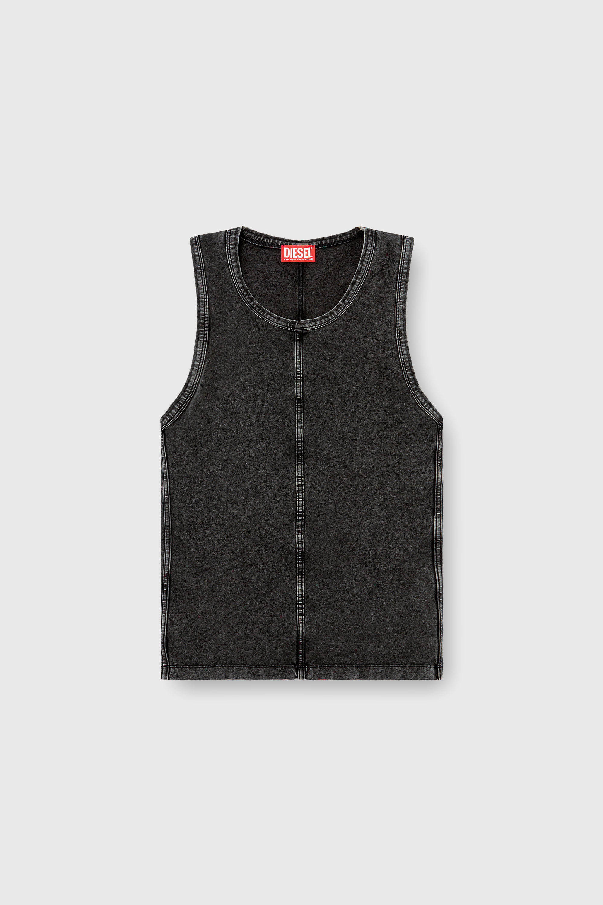 Diesel - T-MELY-SL, Man's Tank top in denim-look jersey in Black - 2