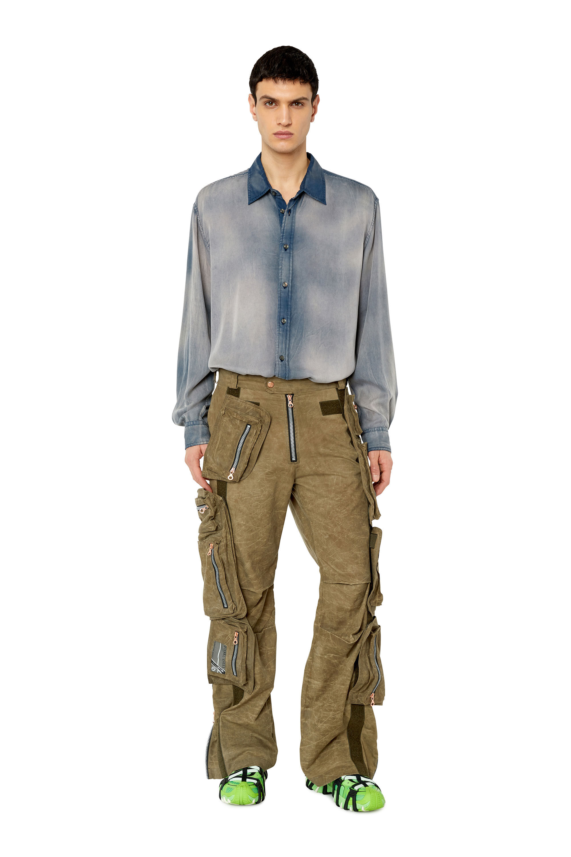 Diesel - S-UMBE-TREAT, Chemise en twill Tencel traité Homme in Bleu - 1