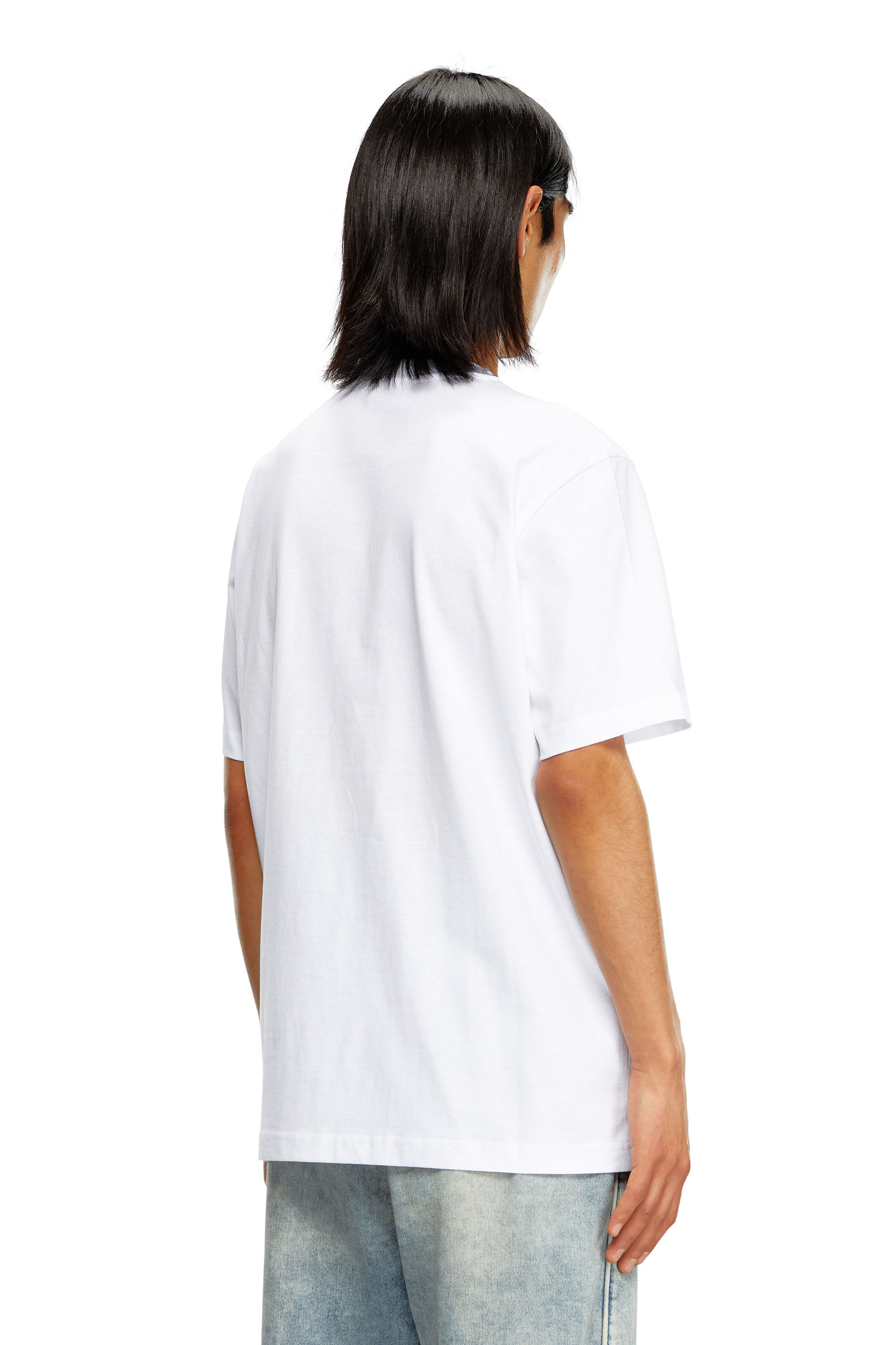 Diesel - T-JUST-BIGOVAL, Man's T-shirt in vintage cotton jersey in White - 4