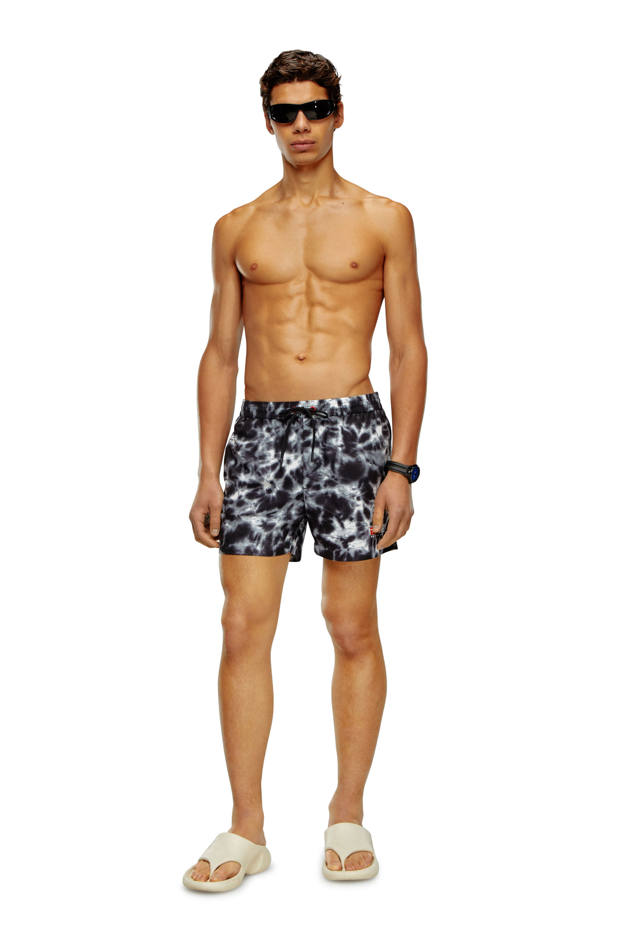 Diesel - BMBX-KEN-37, Male's Mid-length swim shorts with tie-dye print in Black - 2