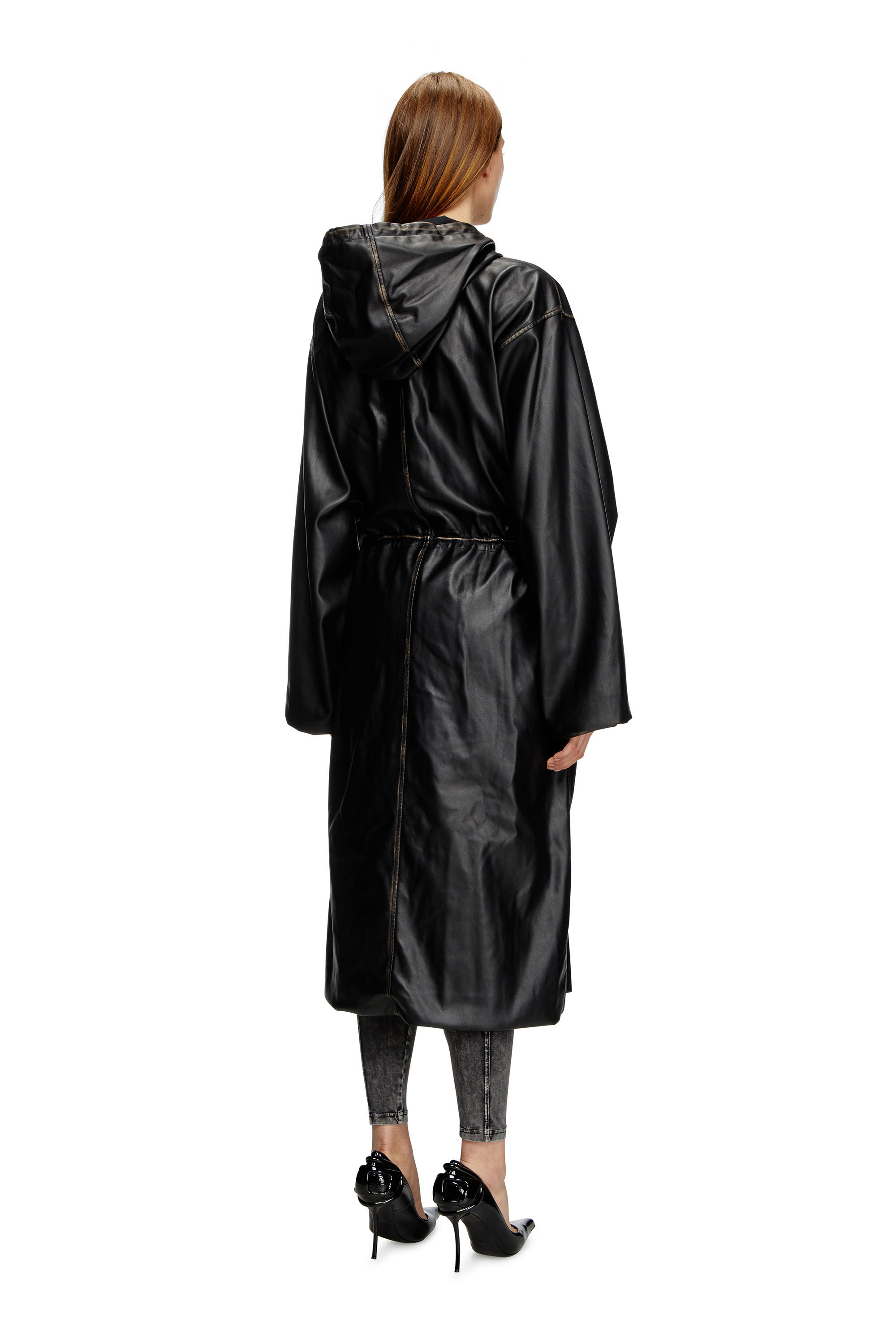 Women's Distressed utilitarian hooded coat | Black | Diesel