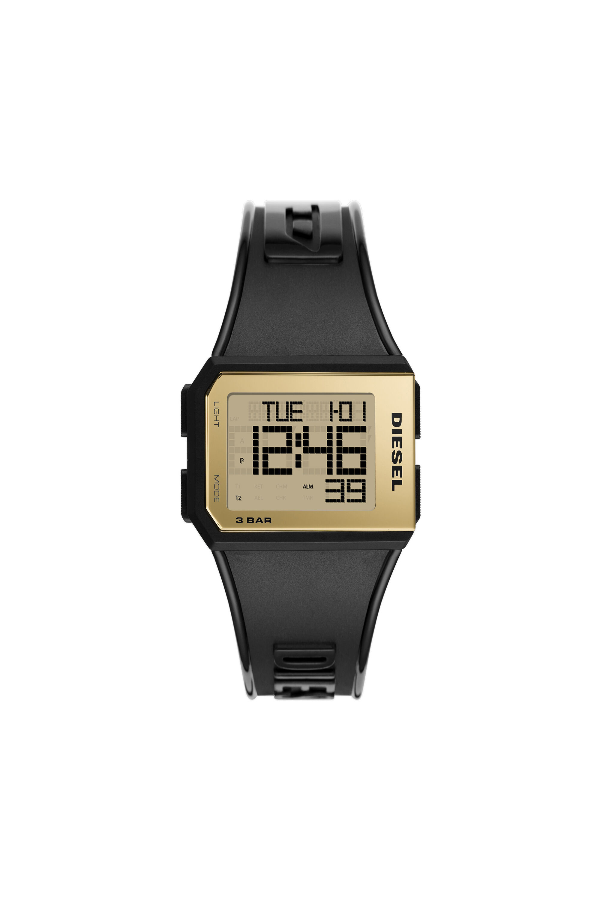 Diesel - DZ1943, Montre Chopped numérique noire et dorée Mixte in Noir - 1