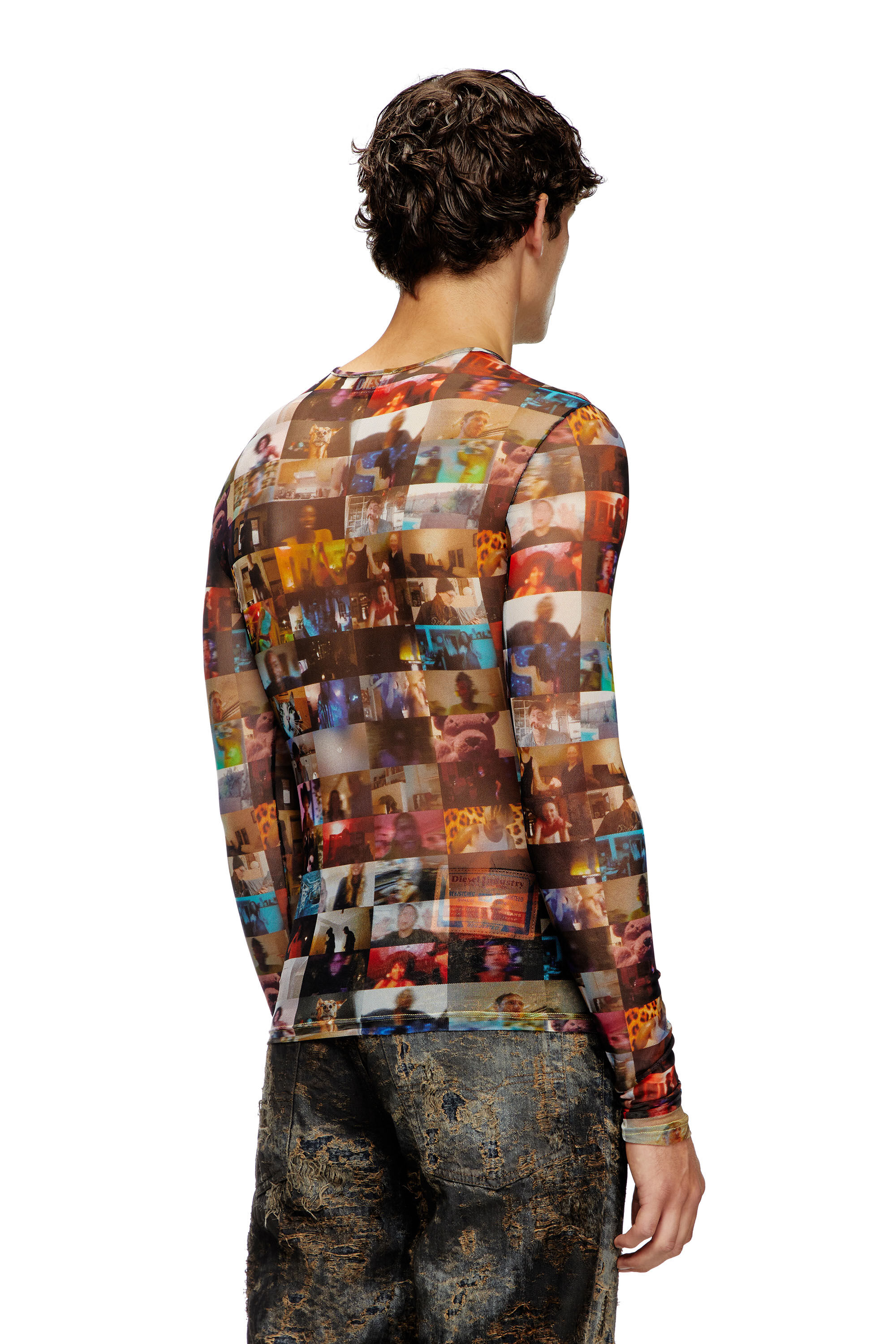 Men's Stretch tulle top with Livestream print | Multicolor | Diesel