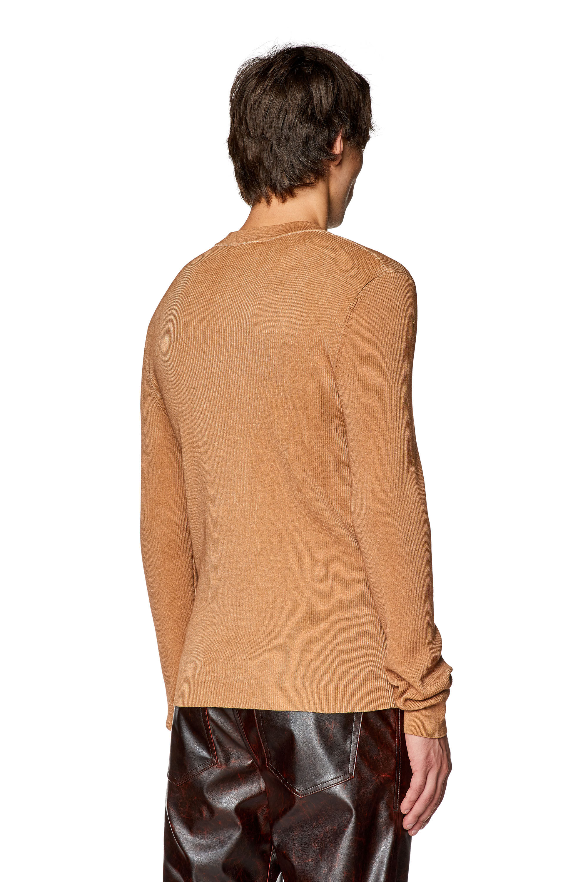 Diesel - K-IOS, Male's Knit top with jacron patch print in Light Brown - 4