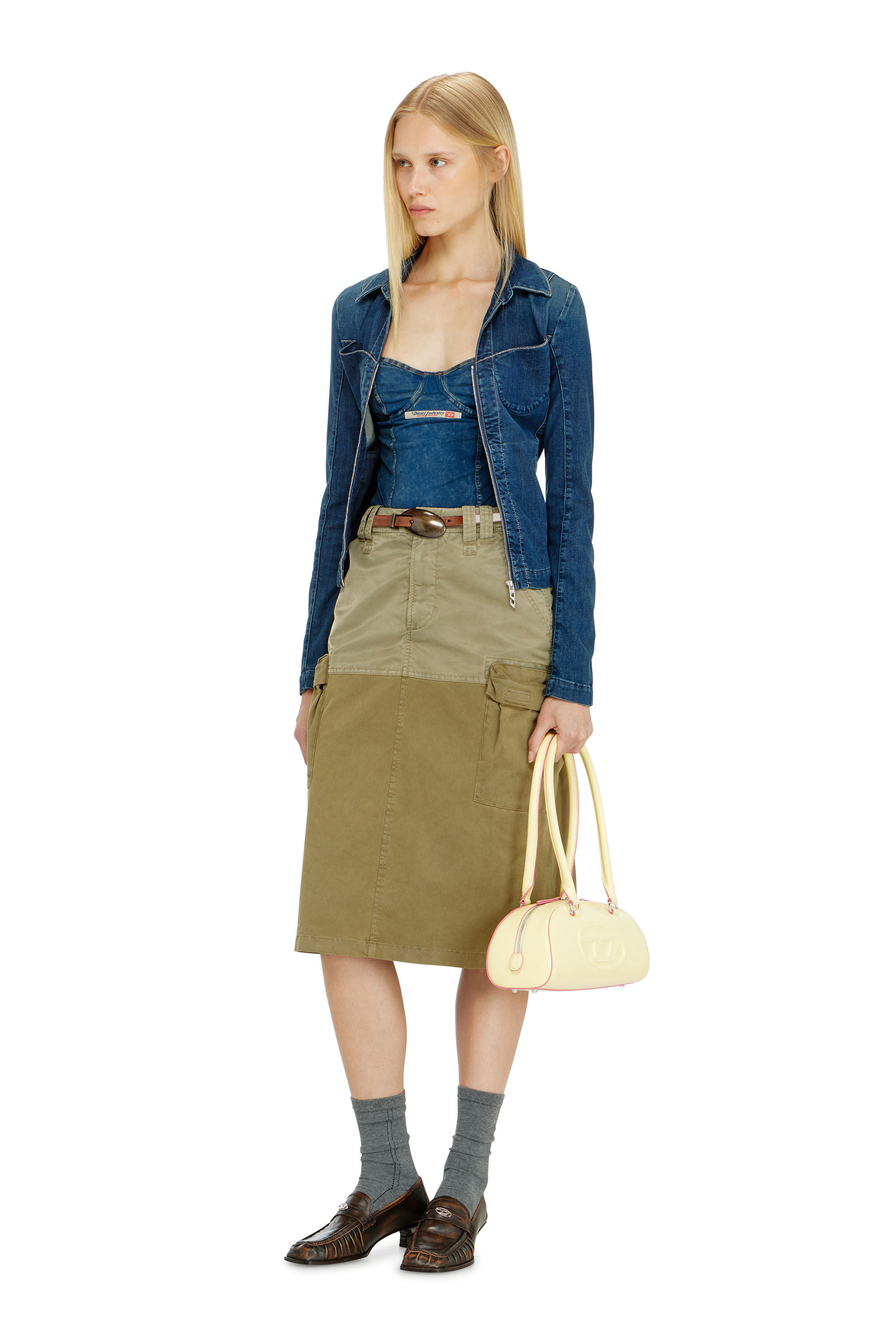Diesel - O-DELE, Female's Cargo midi skirt in cotton and nylon in null - 1