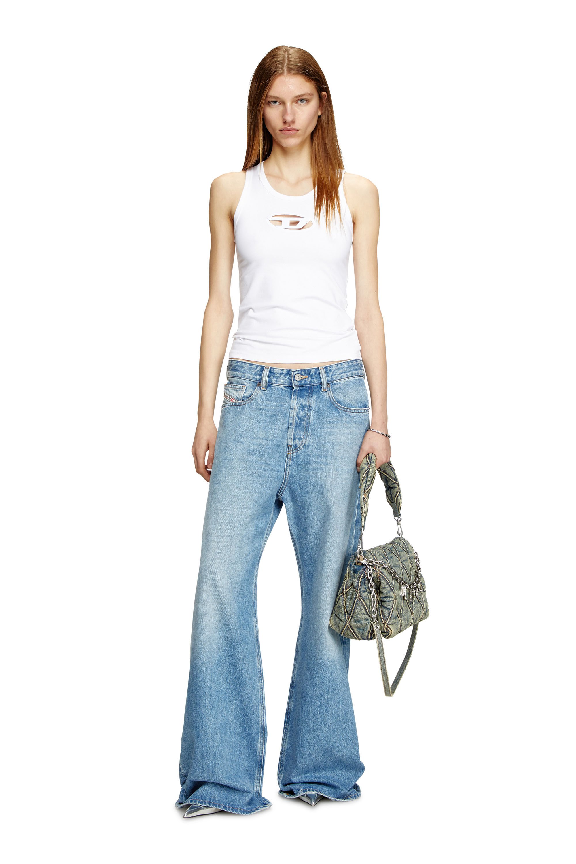 DIESEL クロップド タンクトップ ホワイト ADA-D-POP タンクトップ｜ホワイト｜ウィメンズ｜DIESEL