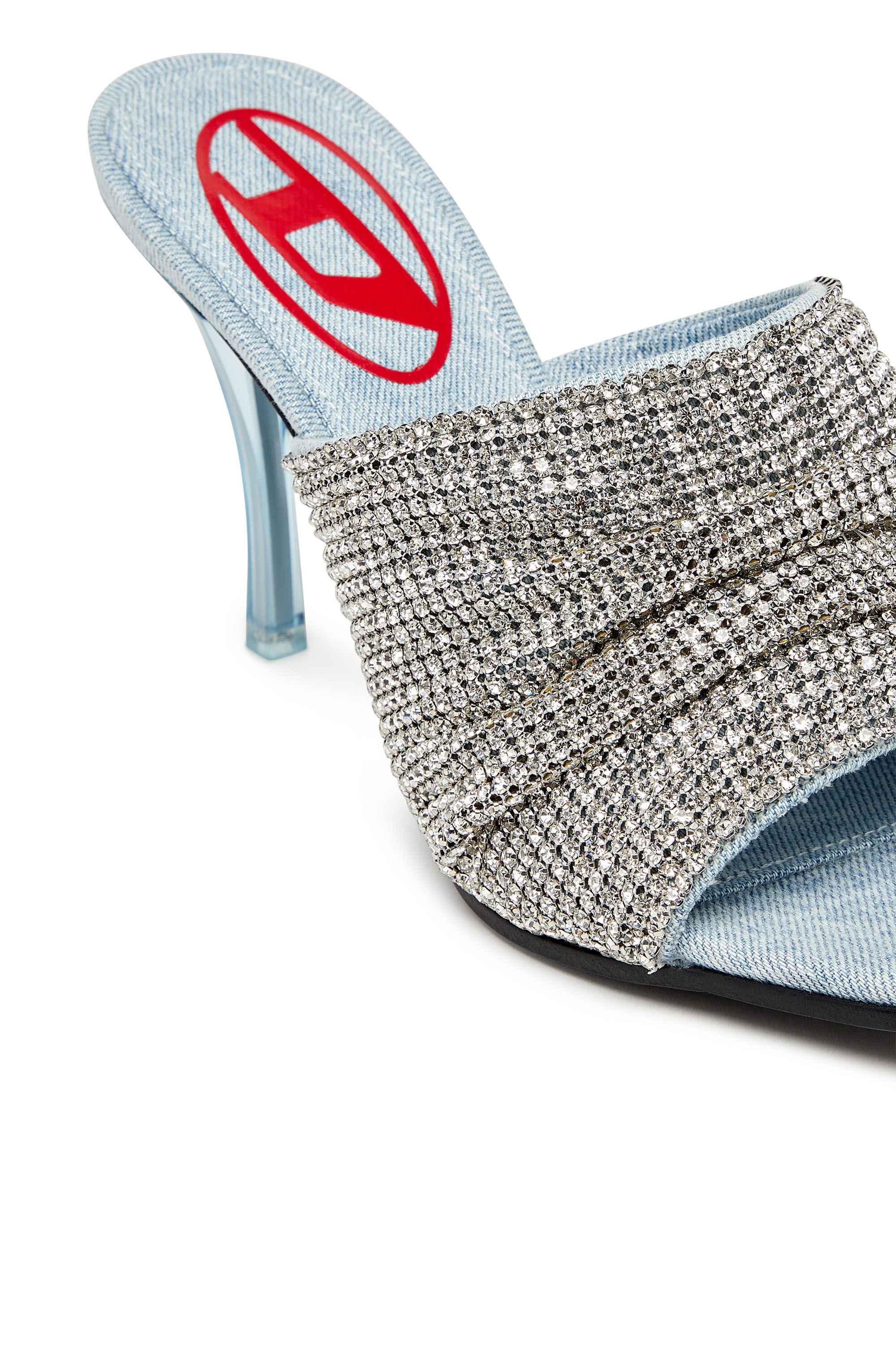 Diesel - D-SYDNEY SDL S, Female's D-Sydney Sdl S Sandals - Mule sandals with rhinestone band in Silver - 4