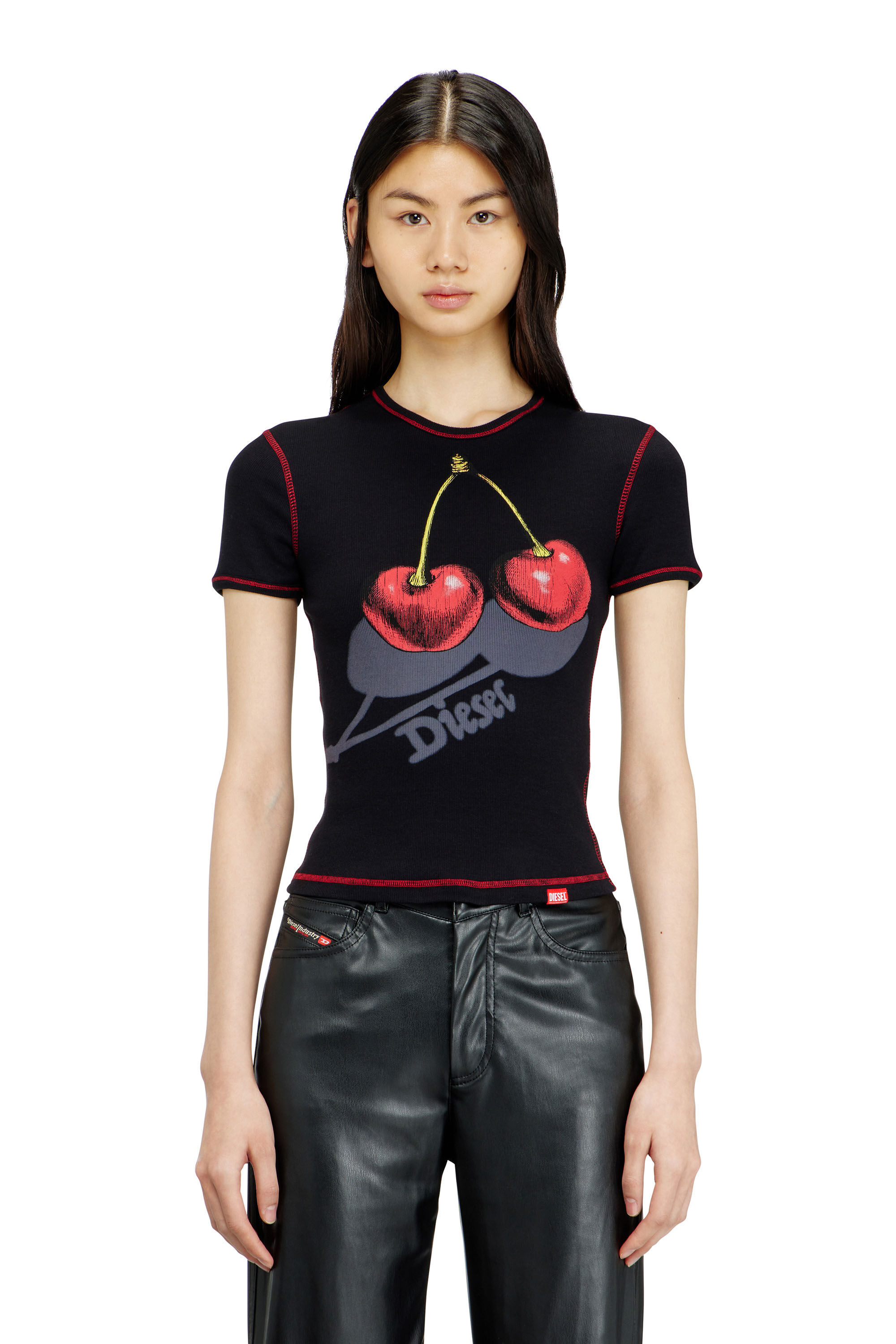 Black Graphic T-Shirt with Cherry Print | Diesel® US