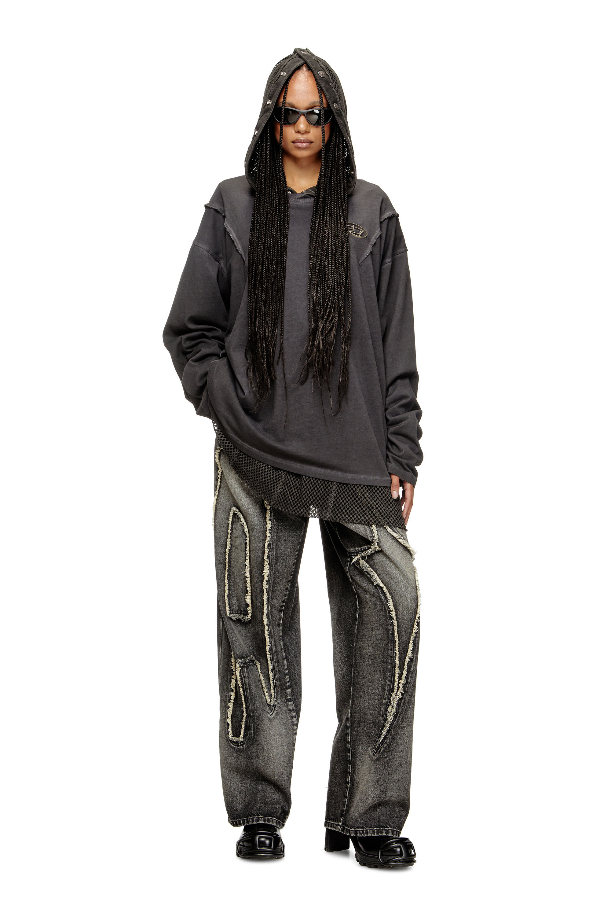 Women's Long-sleeve T-shirt with faded effect | Grey | Diesel