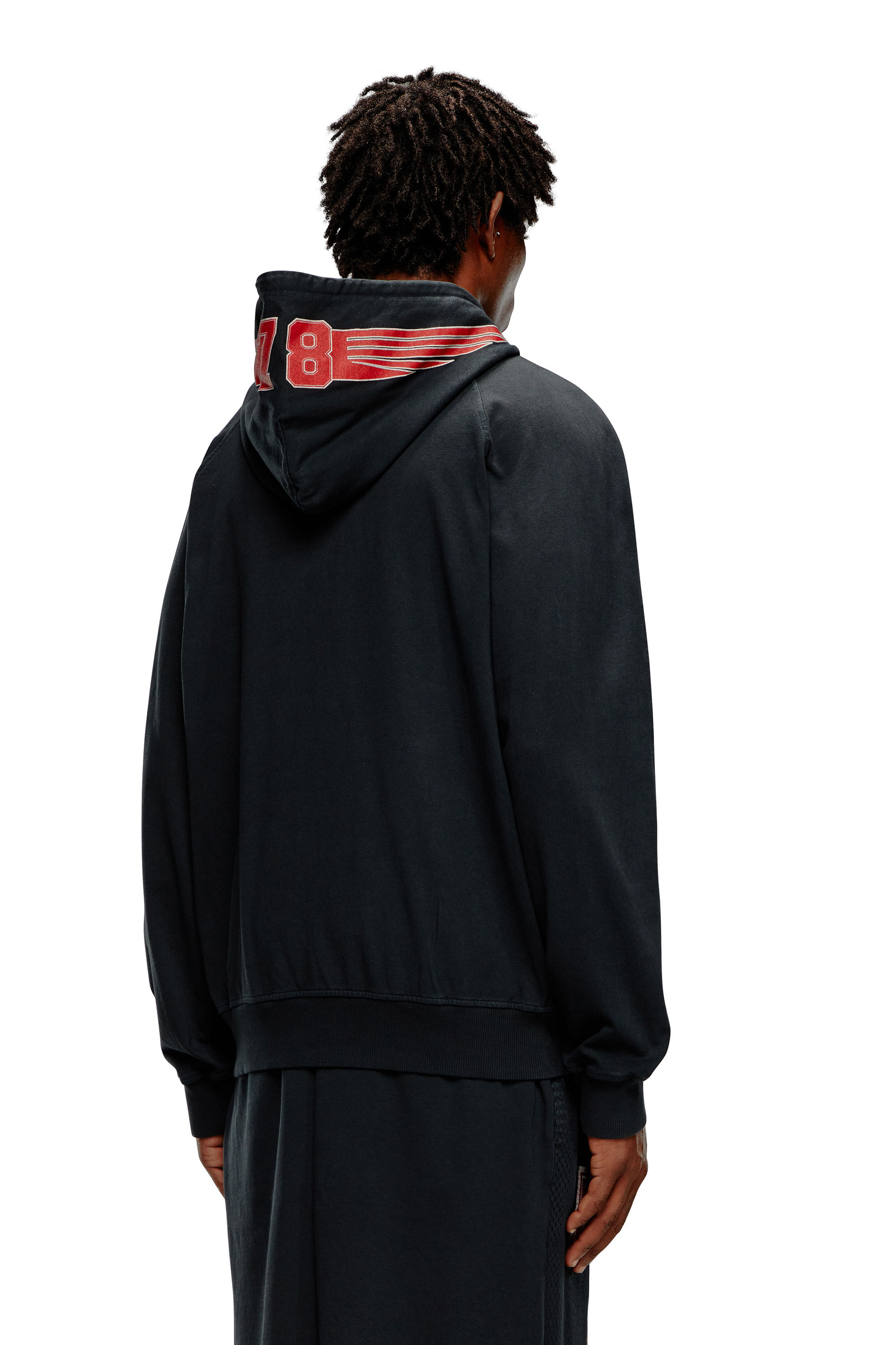 Diesel - S-CREK, Sweat-shirt à capuche zippé avec graphismes universitaires Homme in Noir - 3