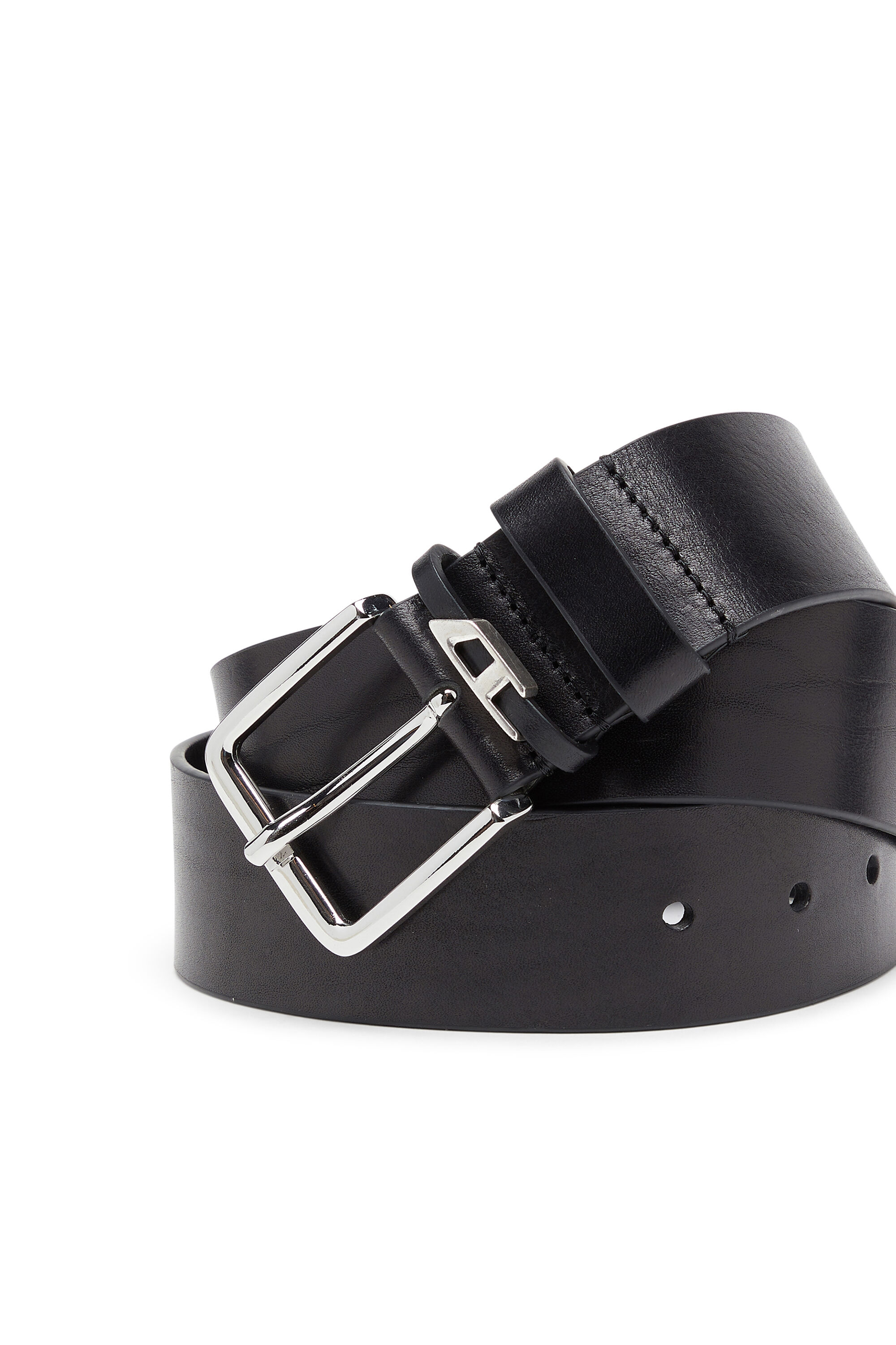 Diesel - B-D LOOP, Man's 4 cm crinkle leather belt in Black - 3