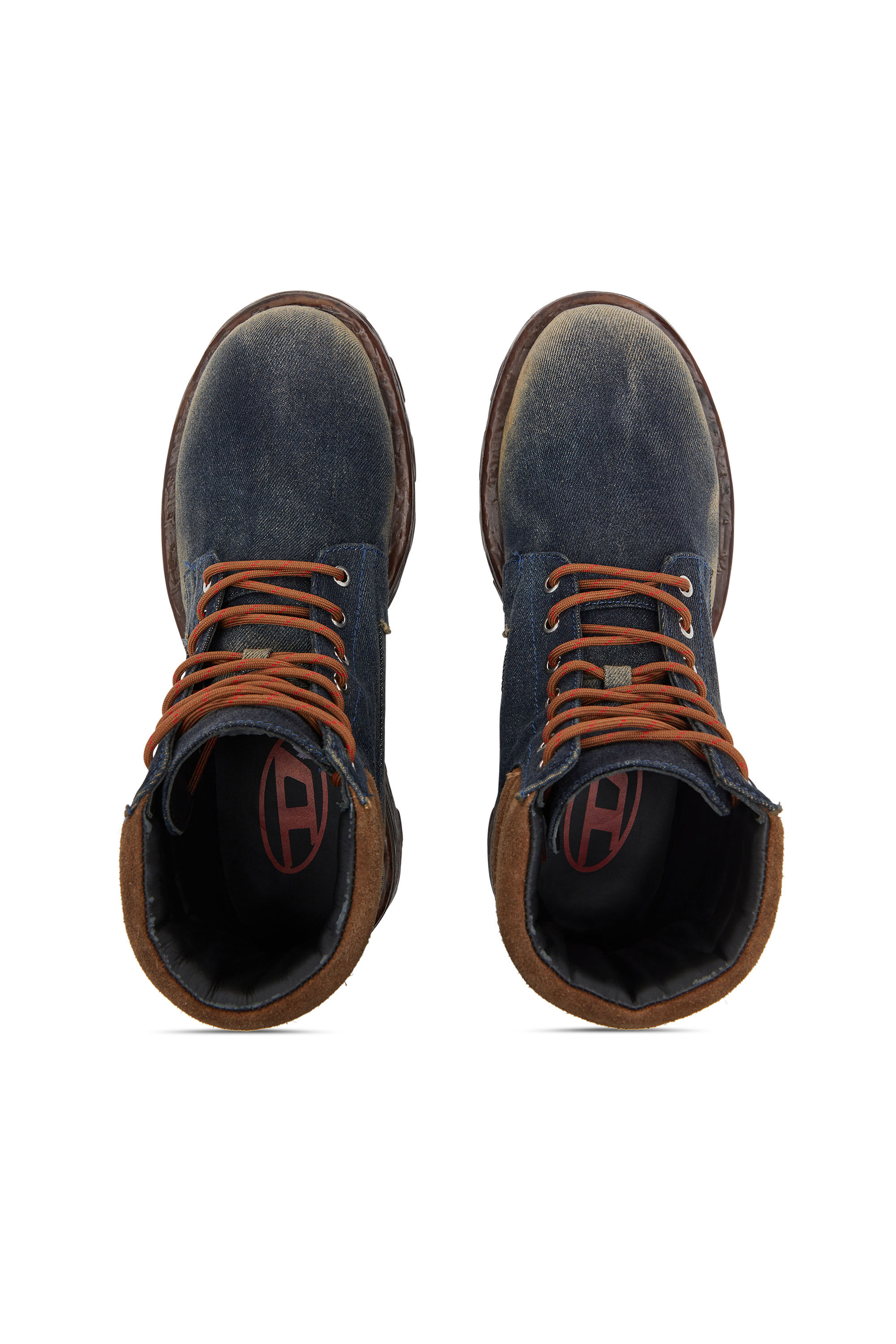 Men's D-Hammer-Combat boots in denim and suede | Blue | Diesel
