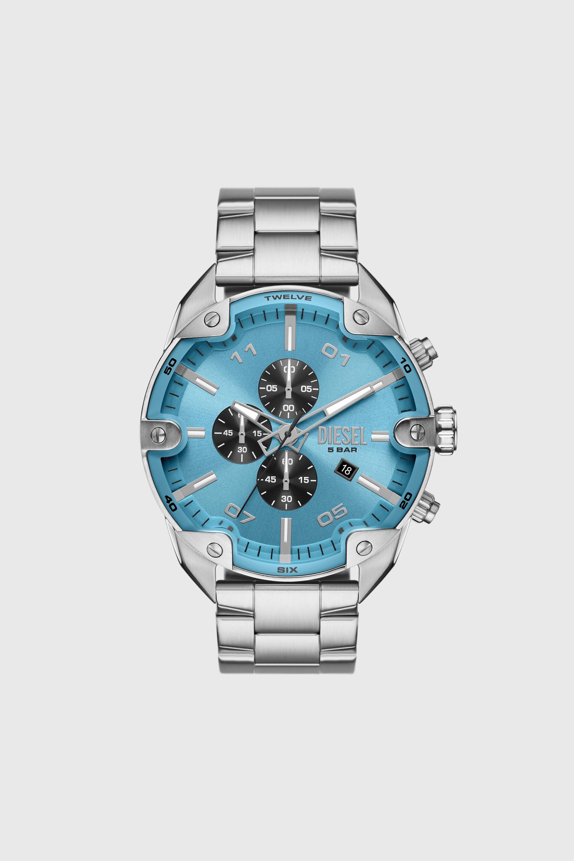 Men's Spiked chronograph stainless steel watch | Silver | Diesel US