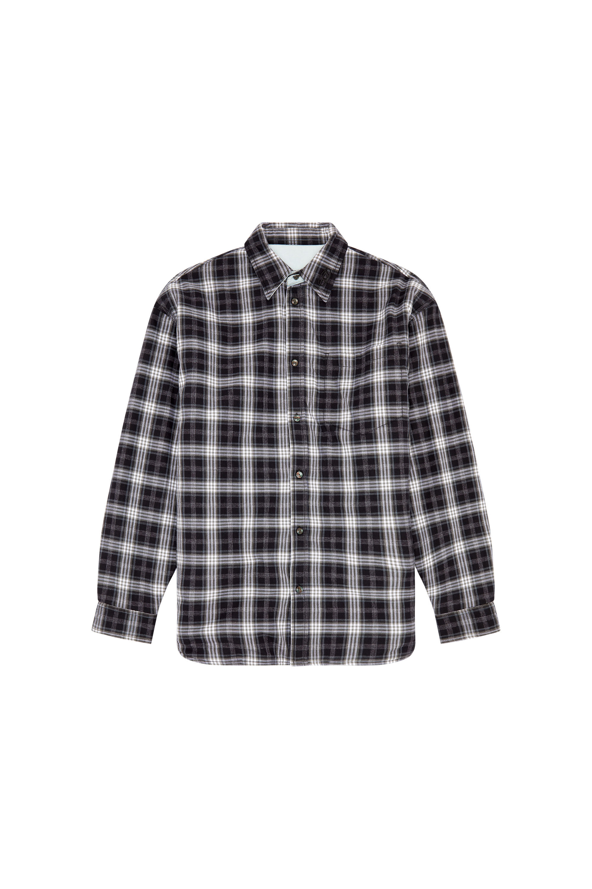 Diesel - S-DEWNY-DOUBLE-CHECK-A, Man's Reversible padded overshirt in Black/White - 2