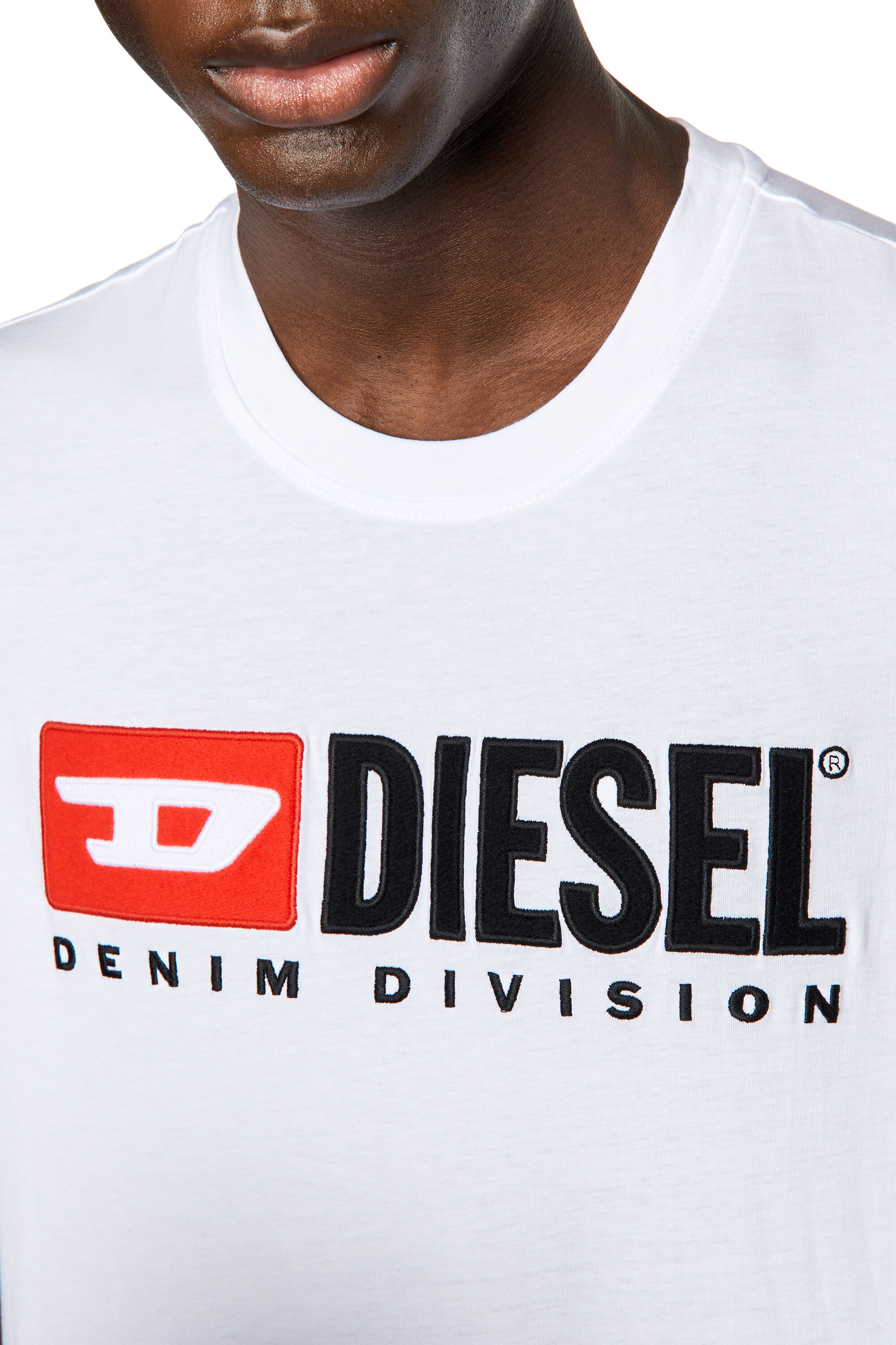Diesel - T-DIEGOR-DIV, T-shirt avec logo brodé Homme in Blanc - 4