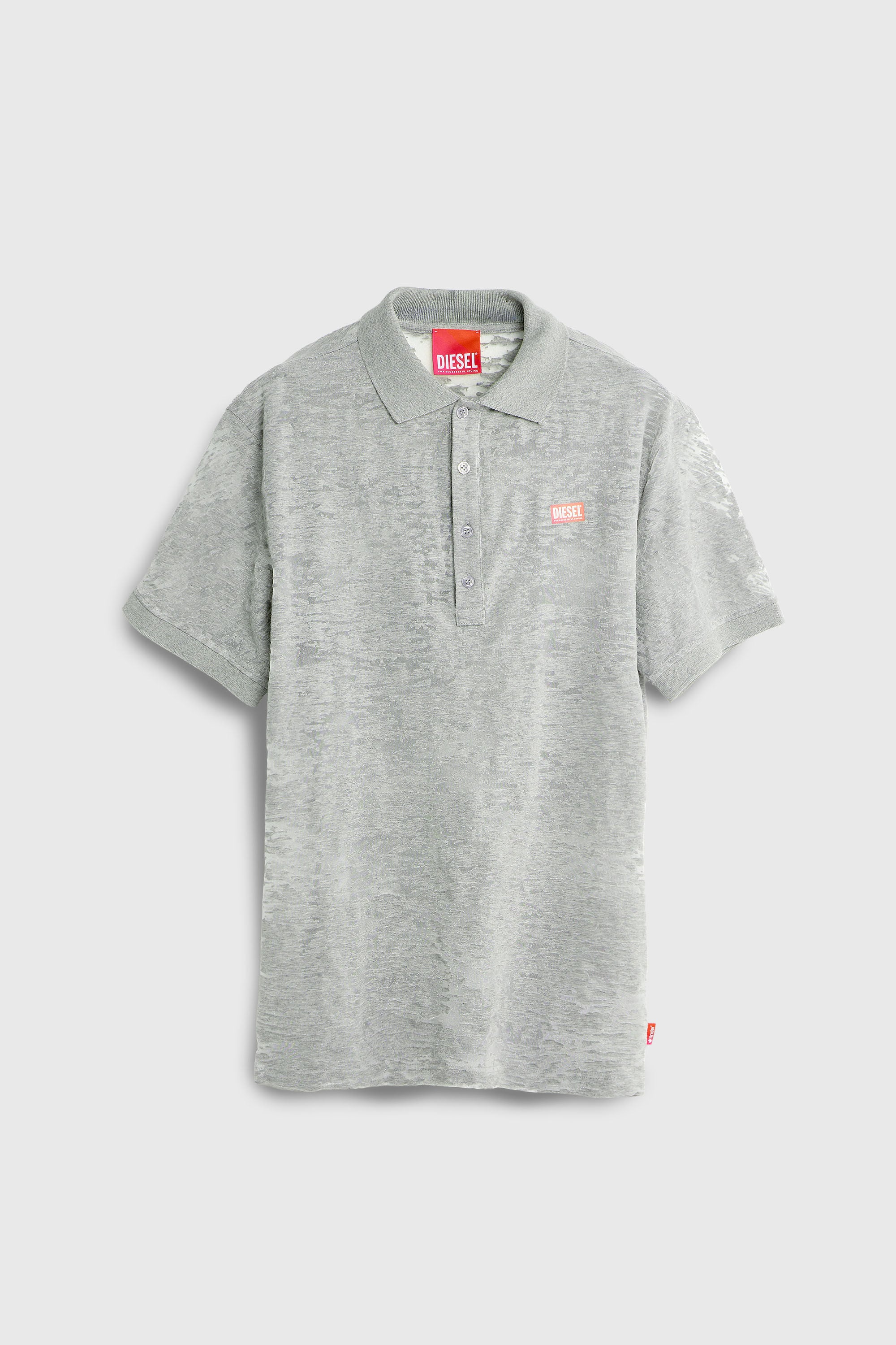 Diesel - PR-T-REJUST, Male's Polo shirt in all-over devor&eacute; jersey in Light Grey - 2