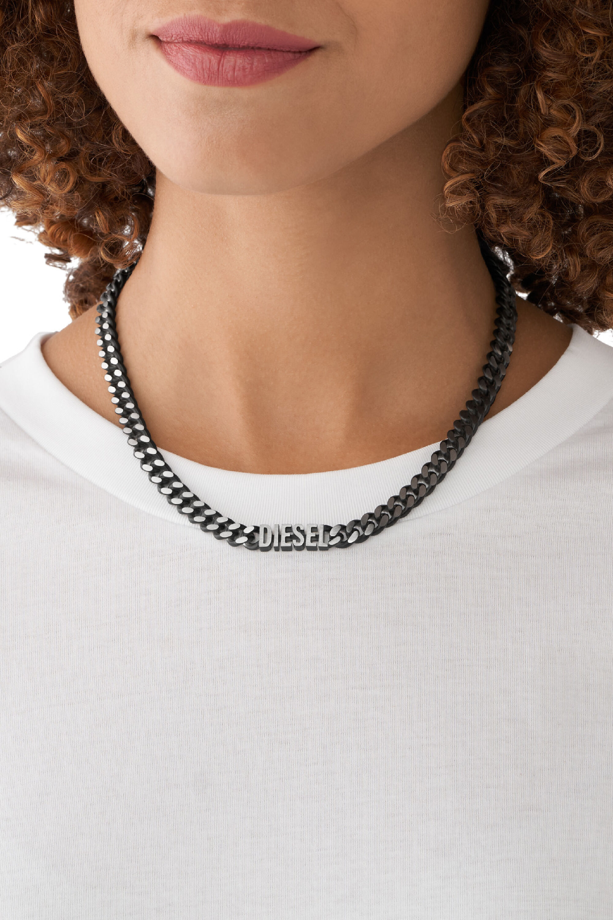Men's Black stainless steel choker necklace | Black | Diesel