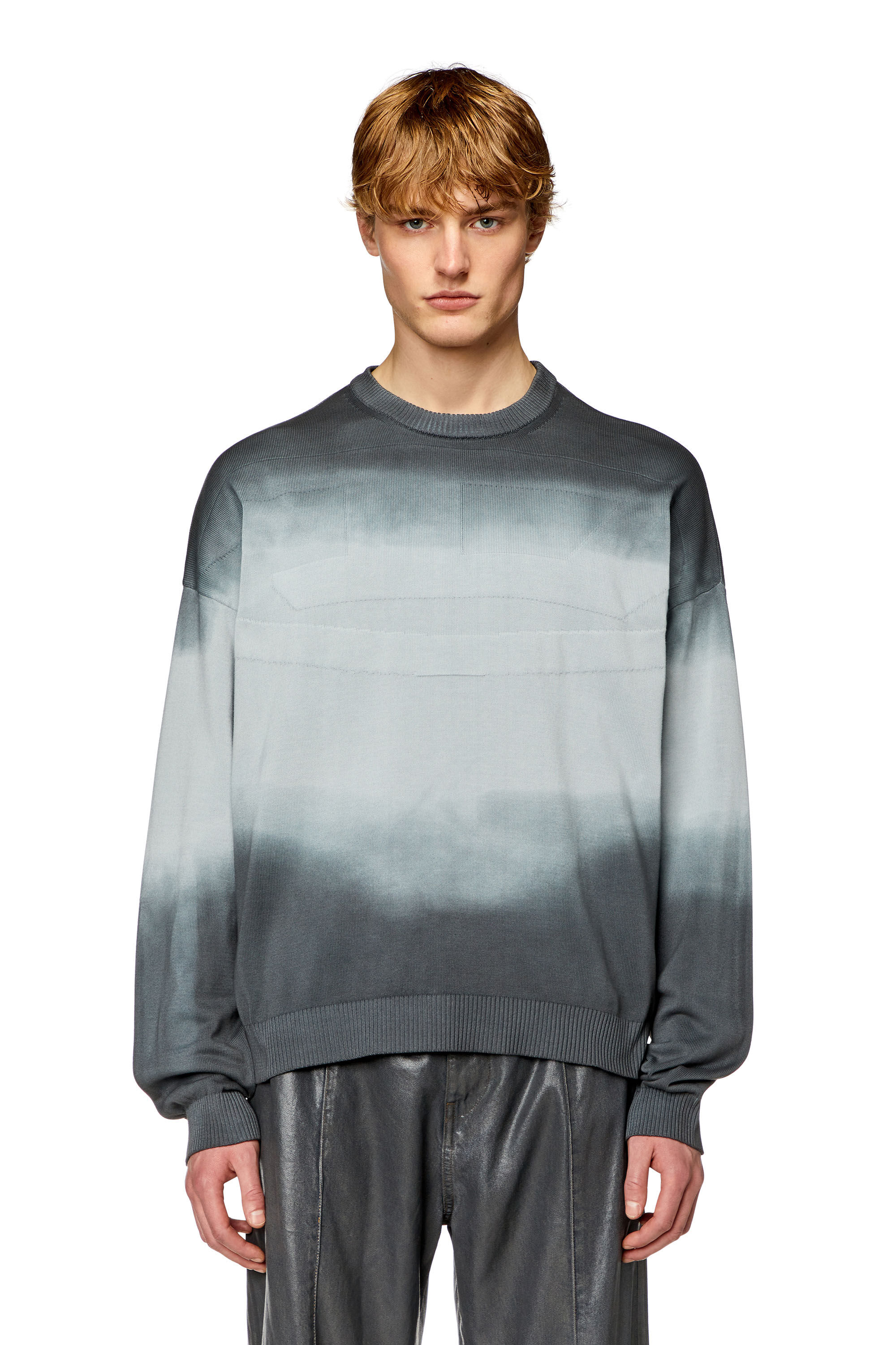 Diesel - K-NEVIL, Man's Dégradé jumper with oversized logo in Blue - 3