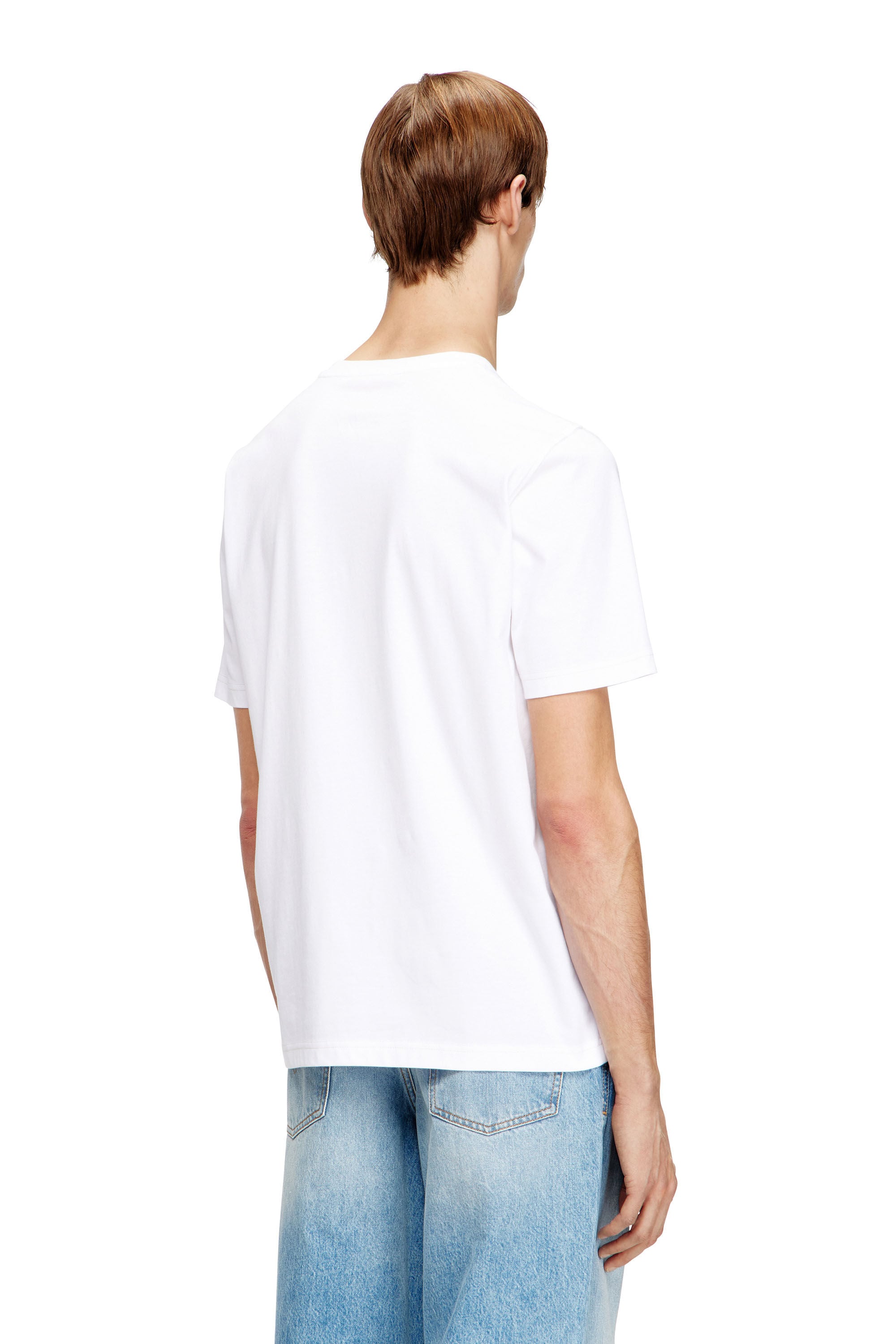 Men's Regular cotton T-shirt with puff print | White | Diesel US
