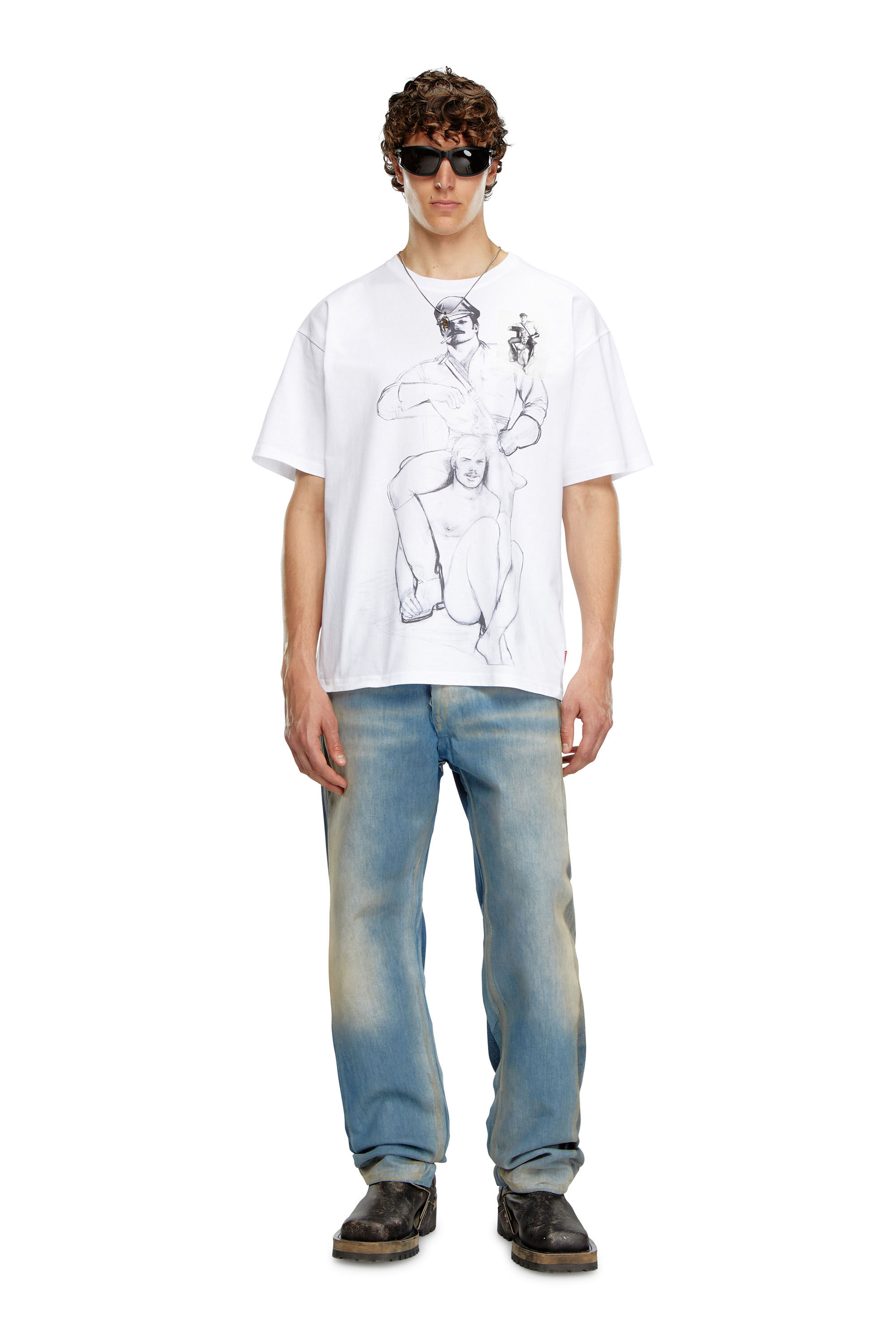 Diesel - PR-T-BOXT-TOF, T-shirt avec imprimés et empiècements Mixte in Blanc - 1