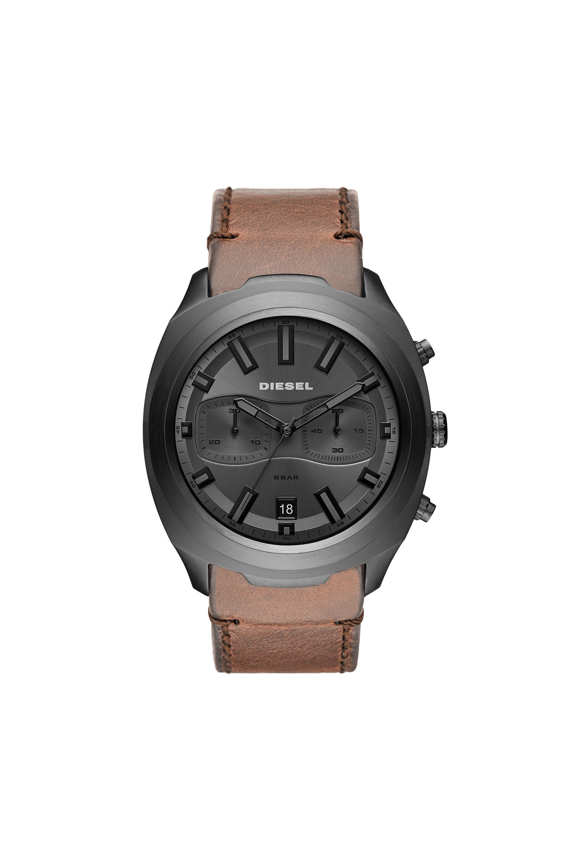 Diesel - DZ4491, Man's Tumbler chronograph watch in brown leather in Brown/Black - 1