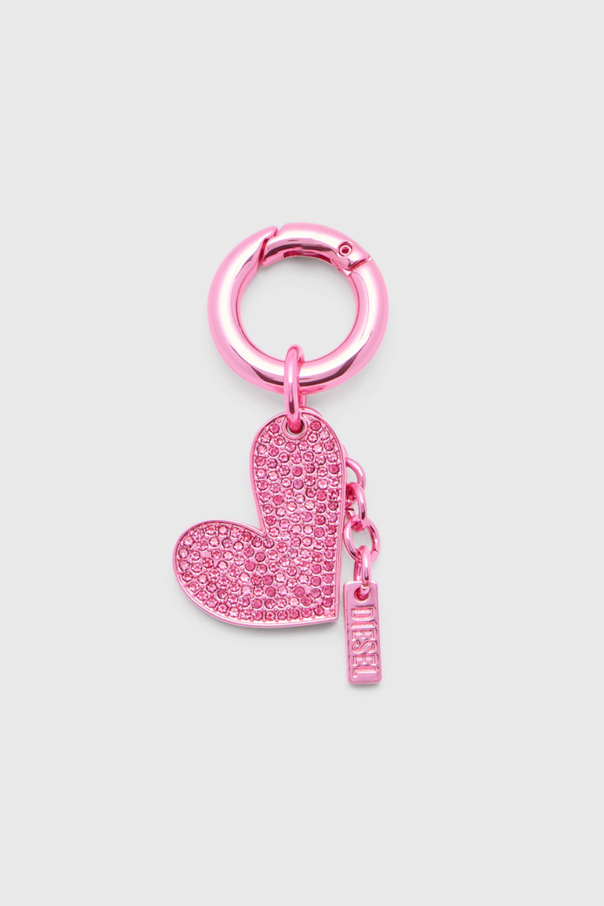 Diesel - CHARM-HEART, Female's Metal heart charm with rhinestones in Pink - 1