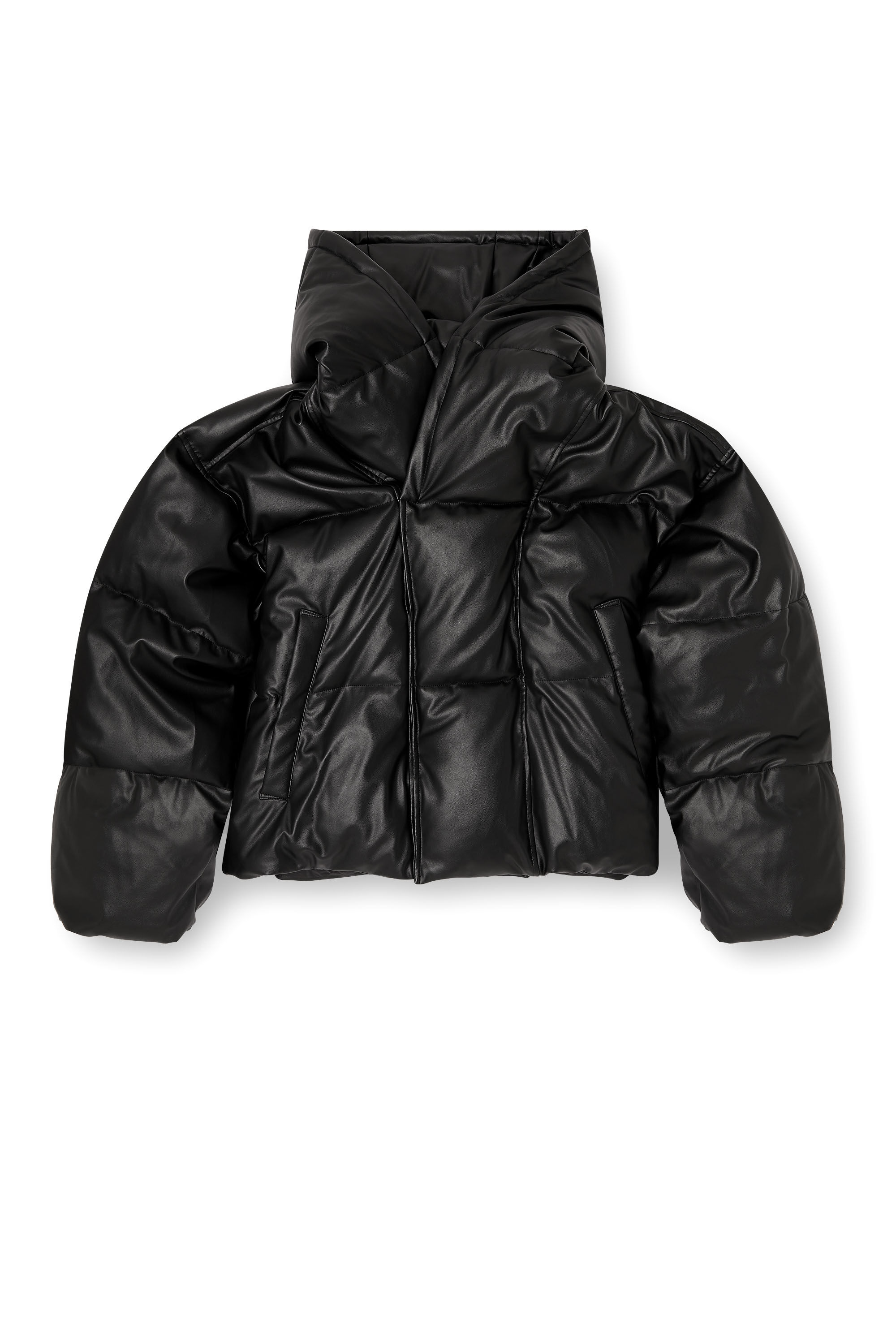 Men's Hooded puffer jacket in coated fabric | Black | Diesel