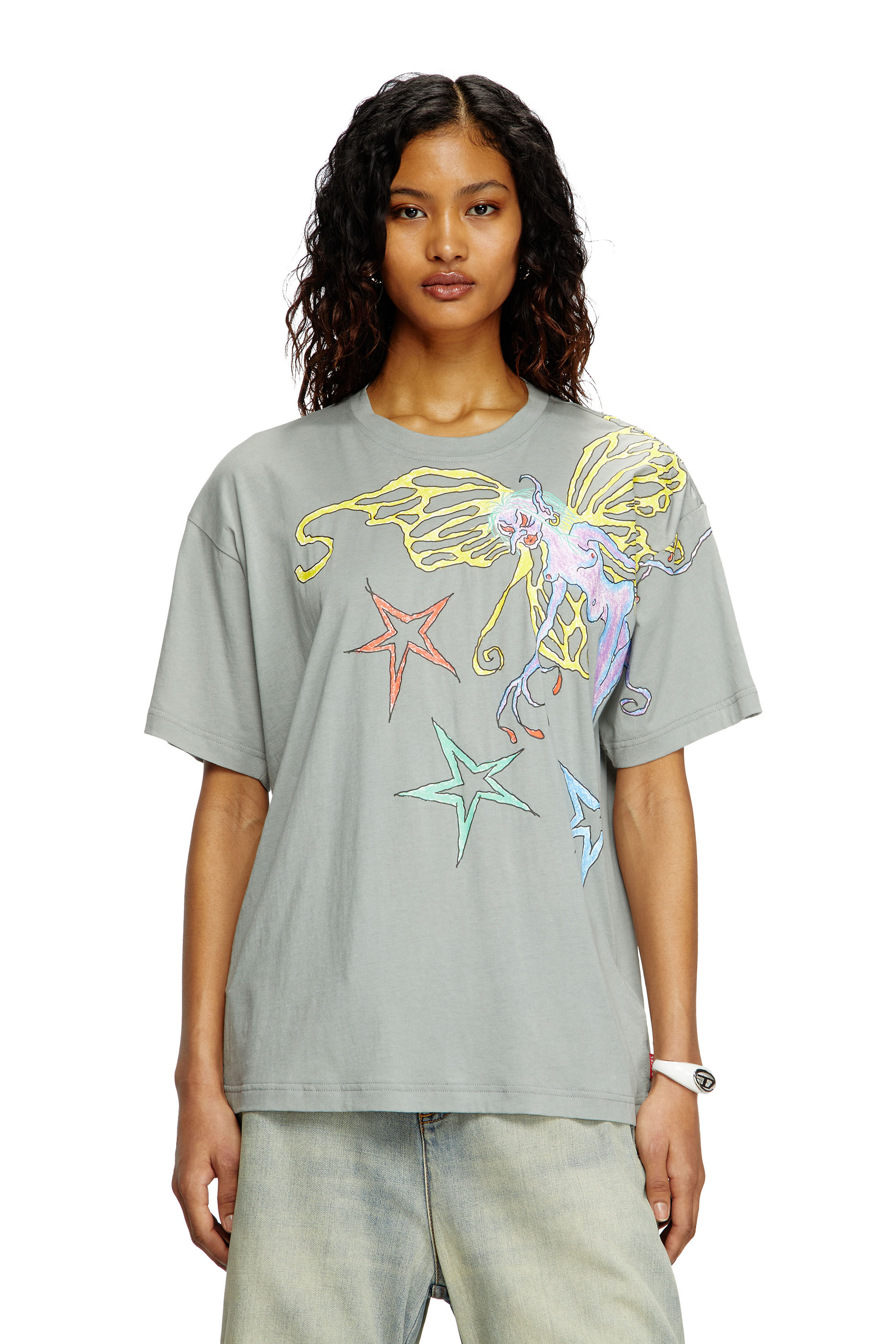 Women's T-shirt with graphic print | Grey | Diesel