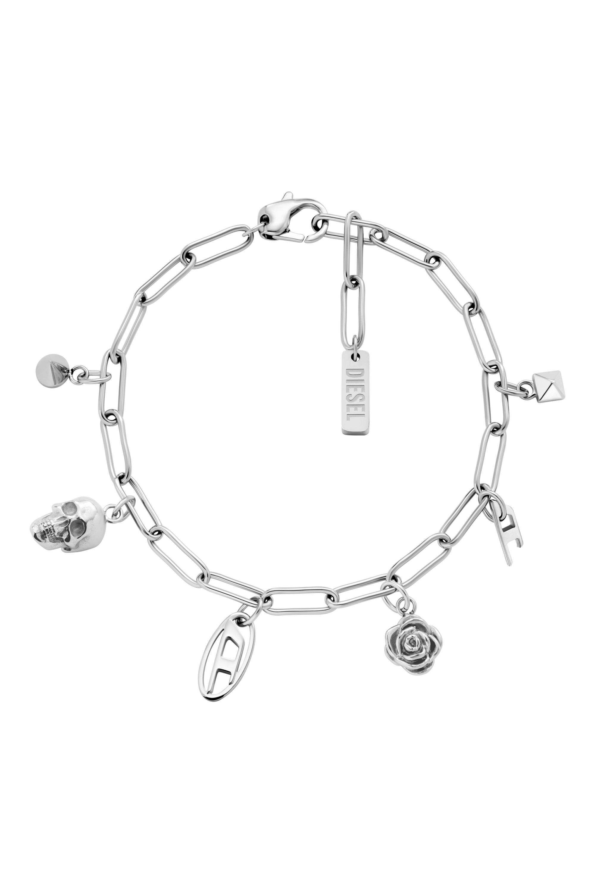 DIESEL Dx1604040 チャームブレスレット Women's Stainless Steel Charm Bracelet | Silver | Diesel