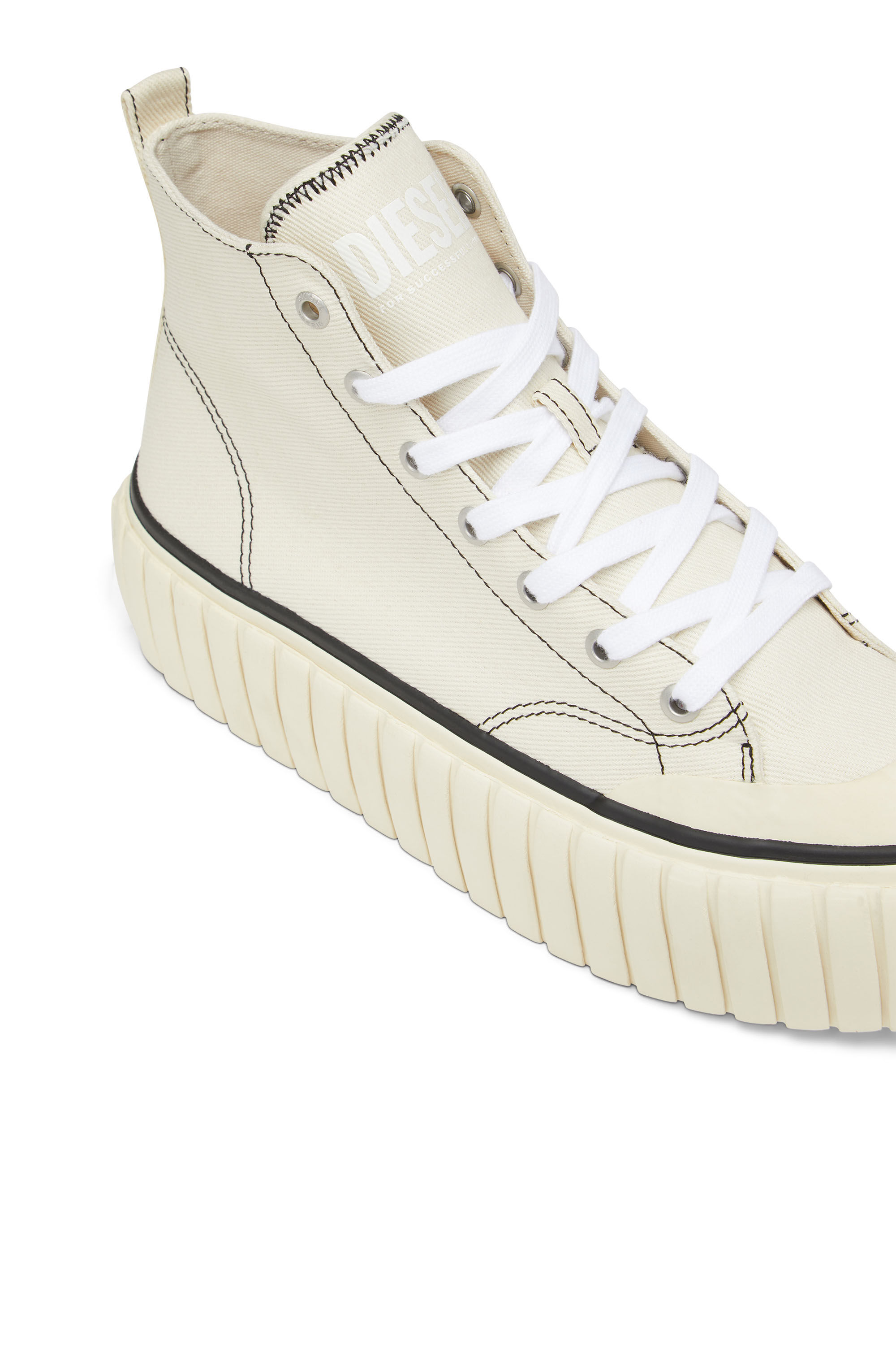 Diesel - S-HANAMI MID W, Female's High-top flatform sneakers in canvas denim in White - 6