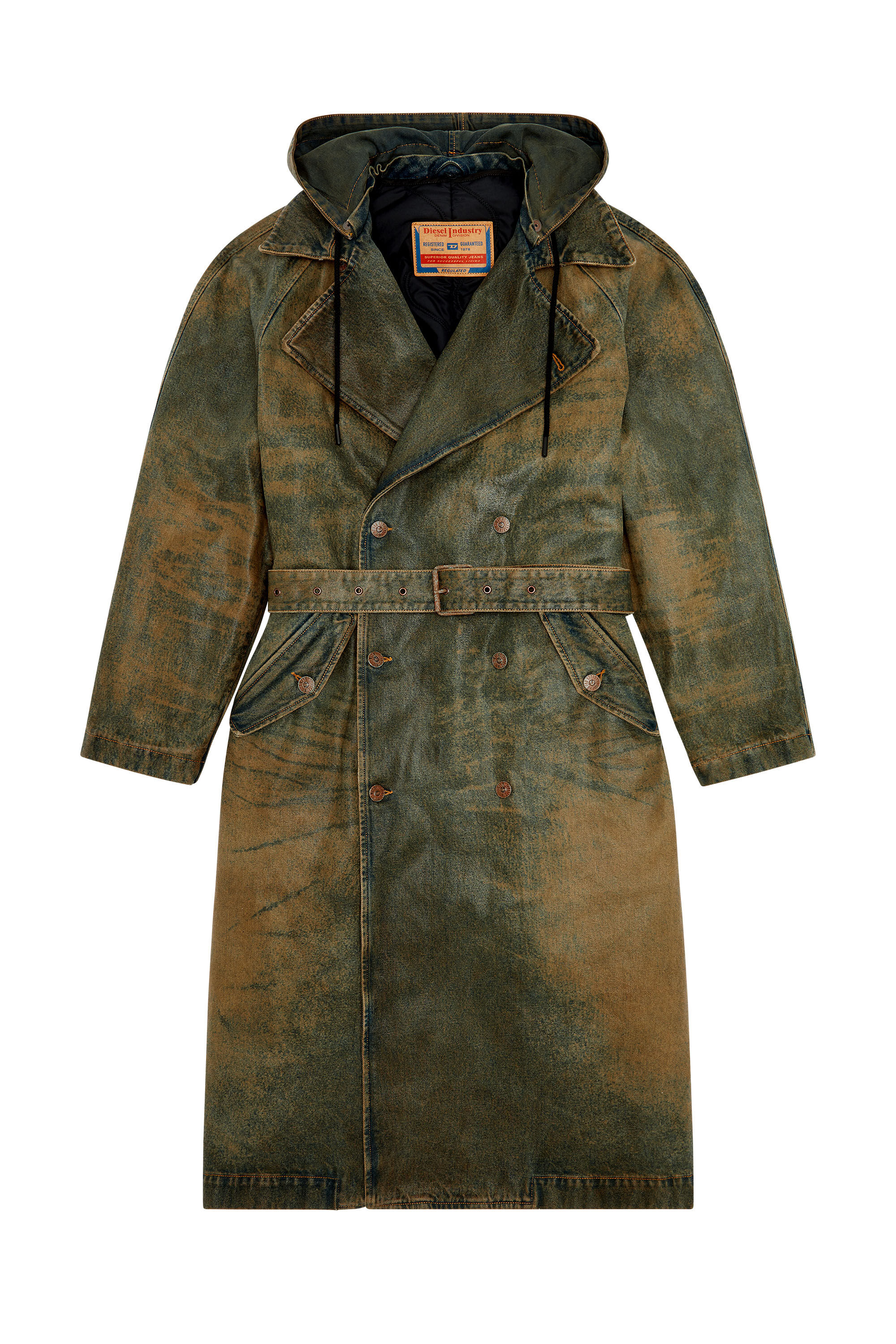 Women's Trench coat in coated denim | Brown | Diesel {{Country}}