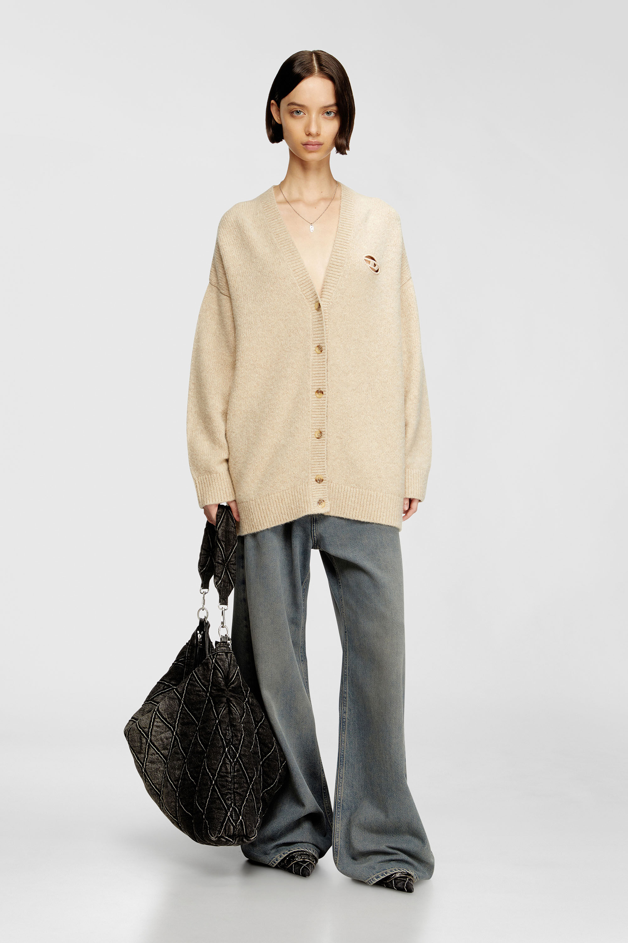 Women's Cardigan in wool and alpaca blend | Beige | Diesel {{Country}}