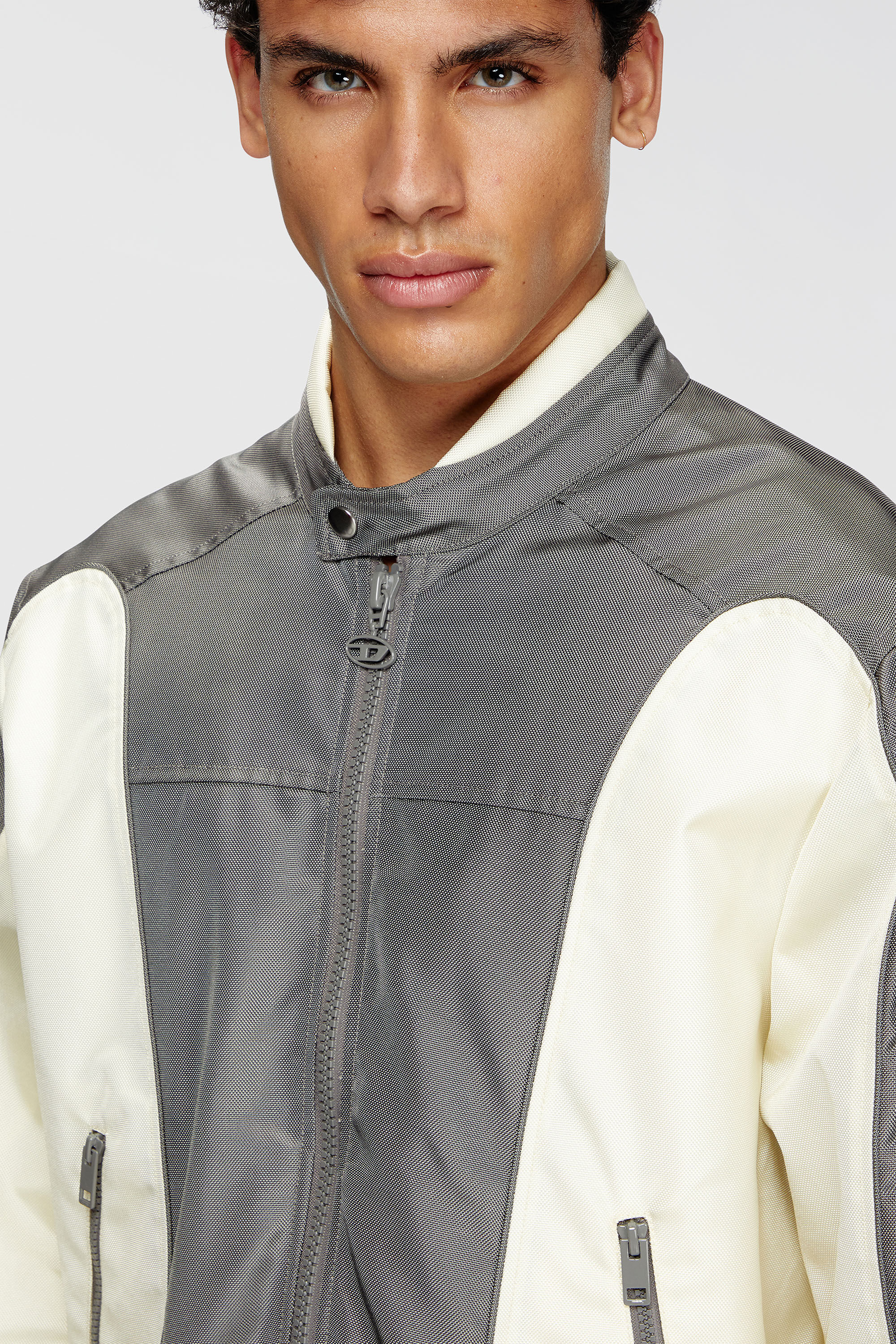Men's Colour-block biker jacket with piping | Multicolor | Diesel US
