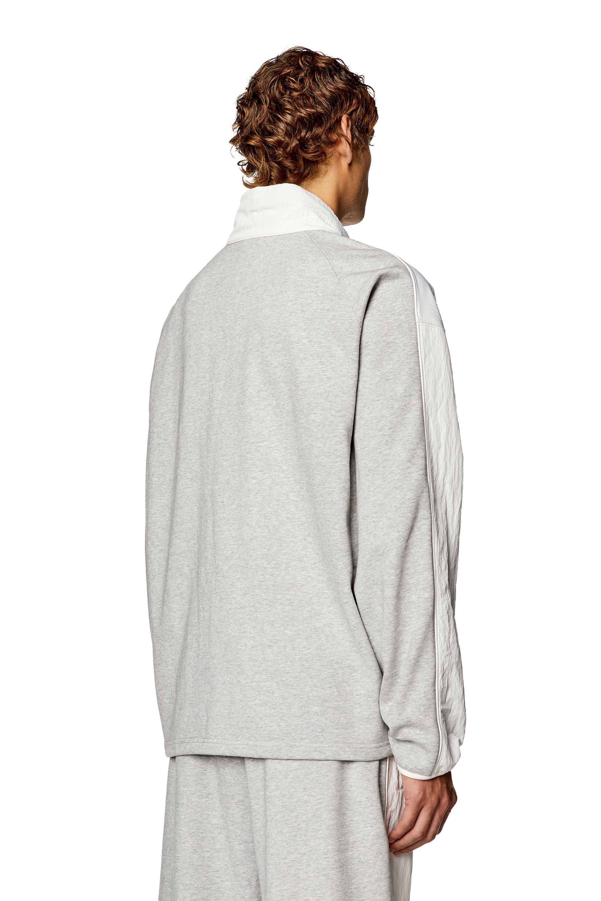 Diesel - S-BERTO-ZIP, Man's Track jacket in jersey and nylon in Grey/White - 4